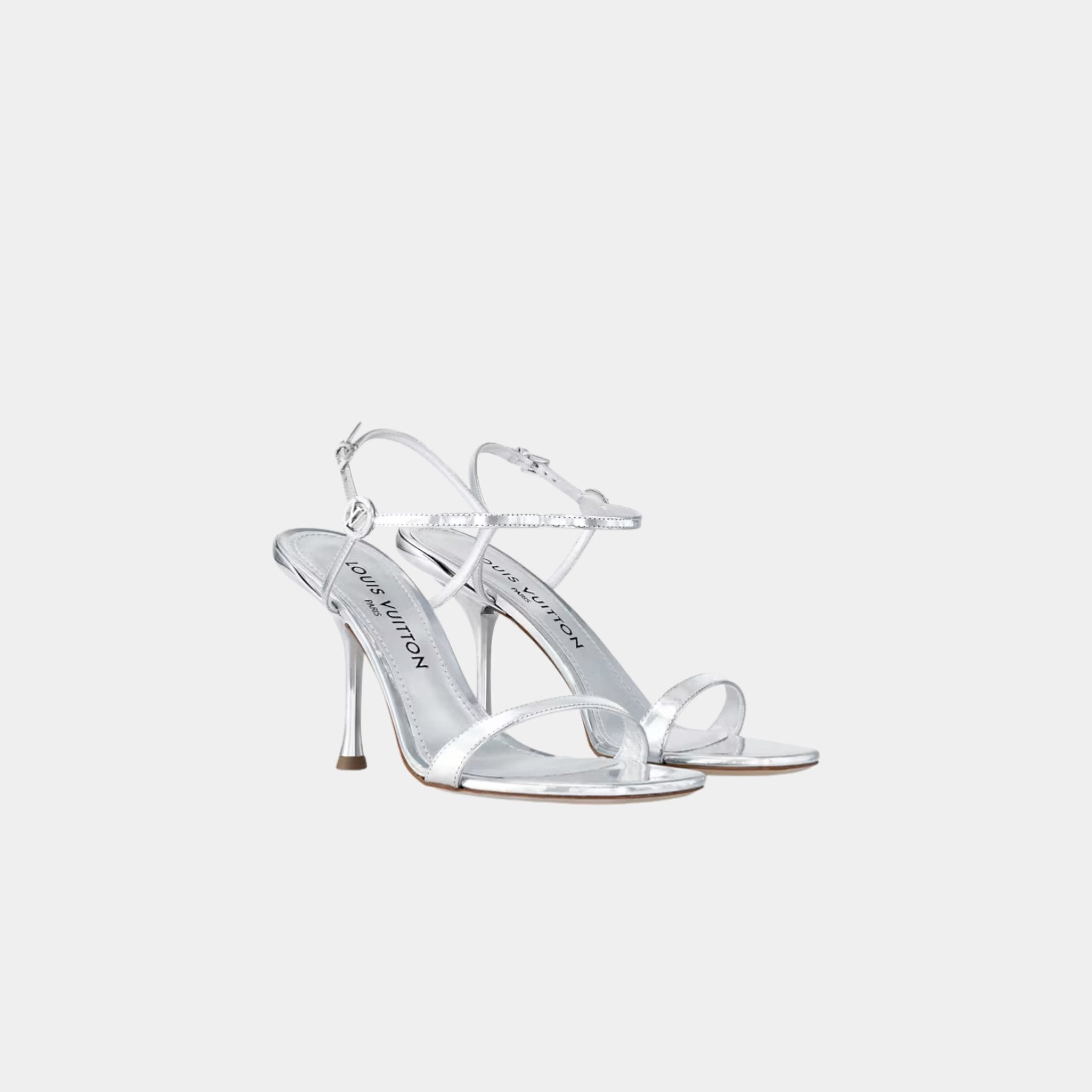 Louis Vuitton 6AM Sandal Metallic Calf Leather, Silver, Front