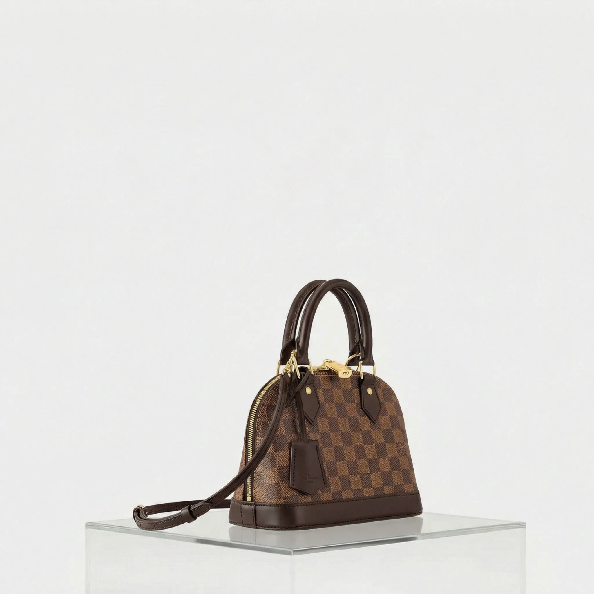 Louis Vuitton Alma BB Damier Ebene Canvas Handbag, Side