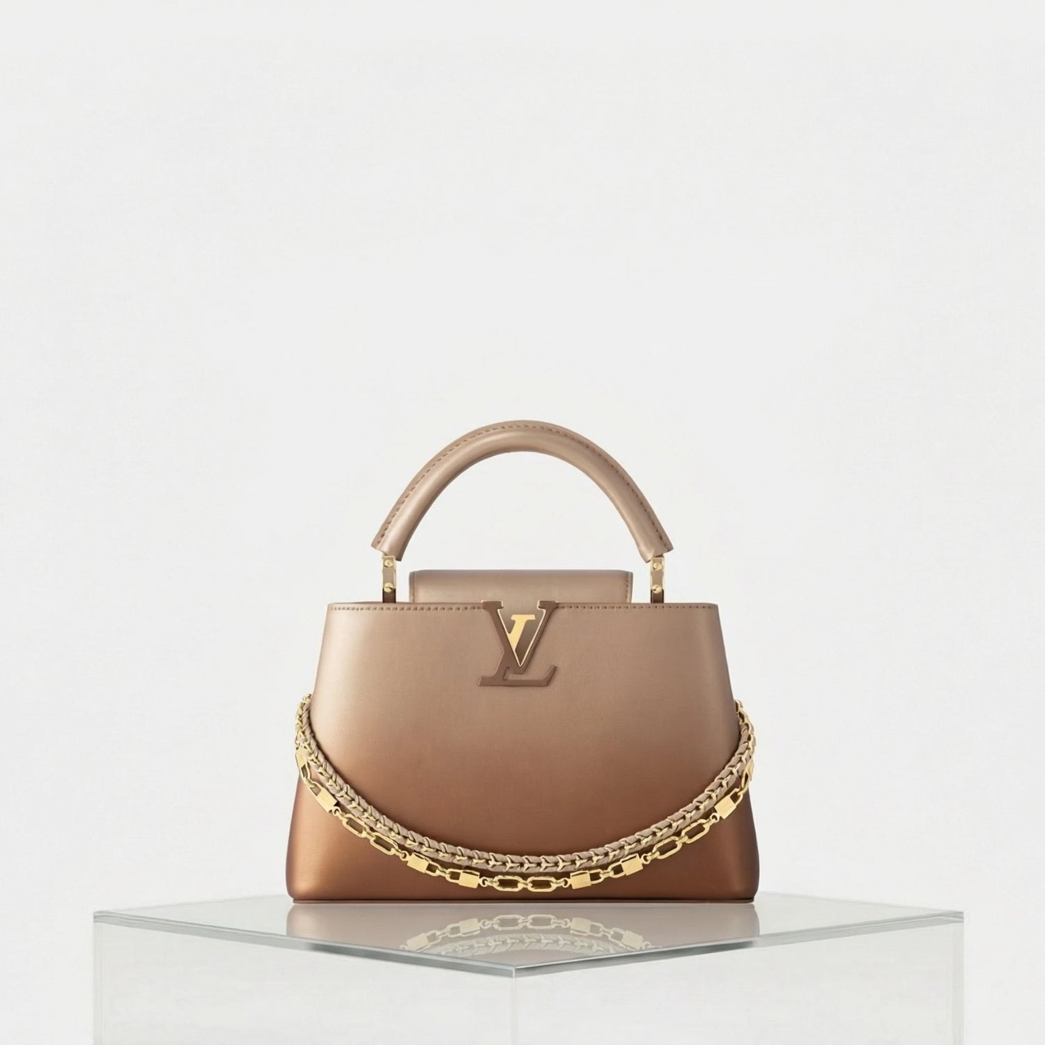 Louis Vuitton Capucines BB Handbag Sprayed Lambskin Leather, Front