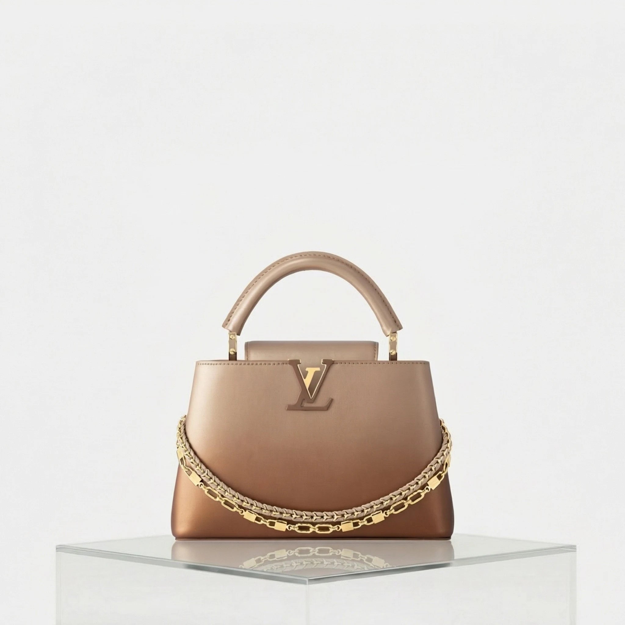 Louis Vuitton Capucines BB Handbag Sprayed Lambskin Leather, Front