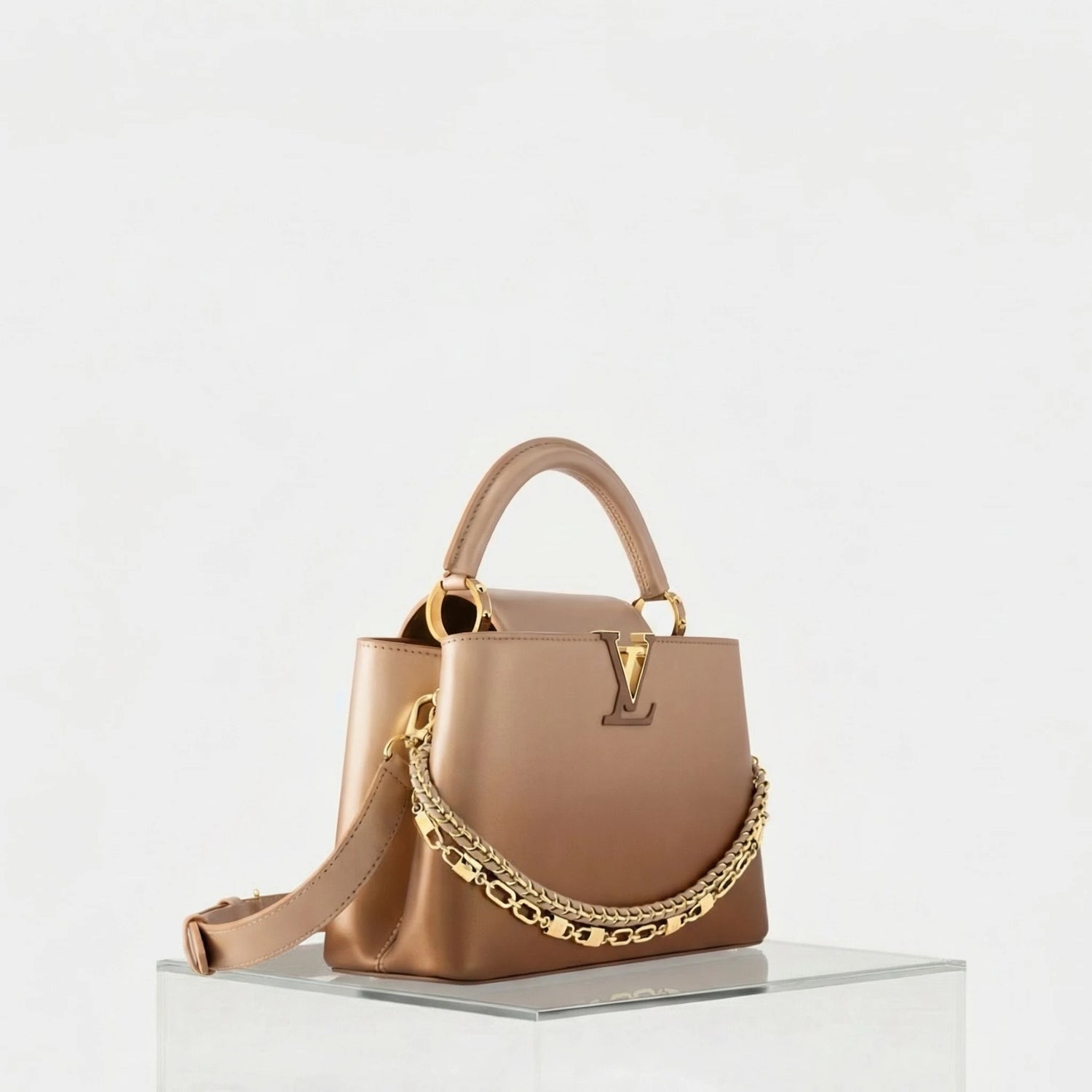 Louis Vuitton Capucines BB Handbag Sprayed Lambskin Leather, Side