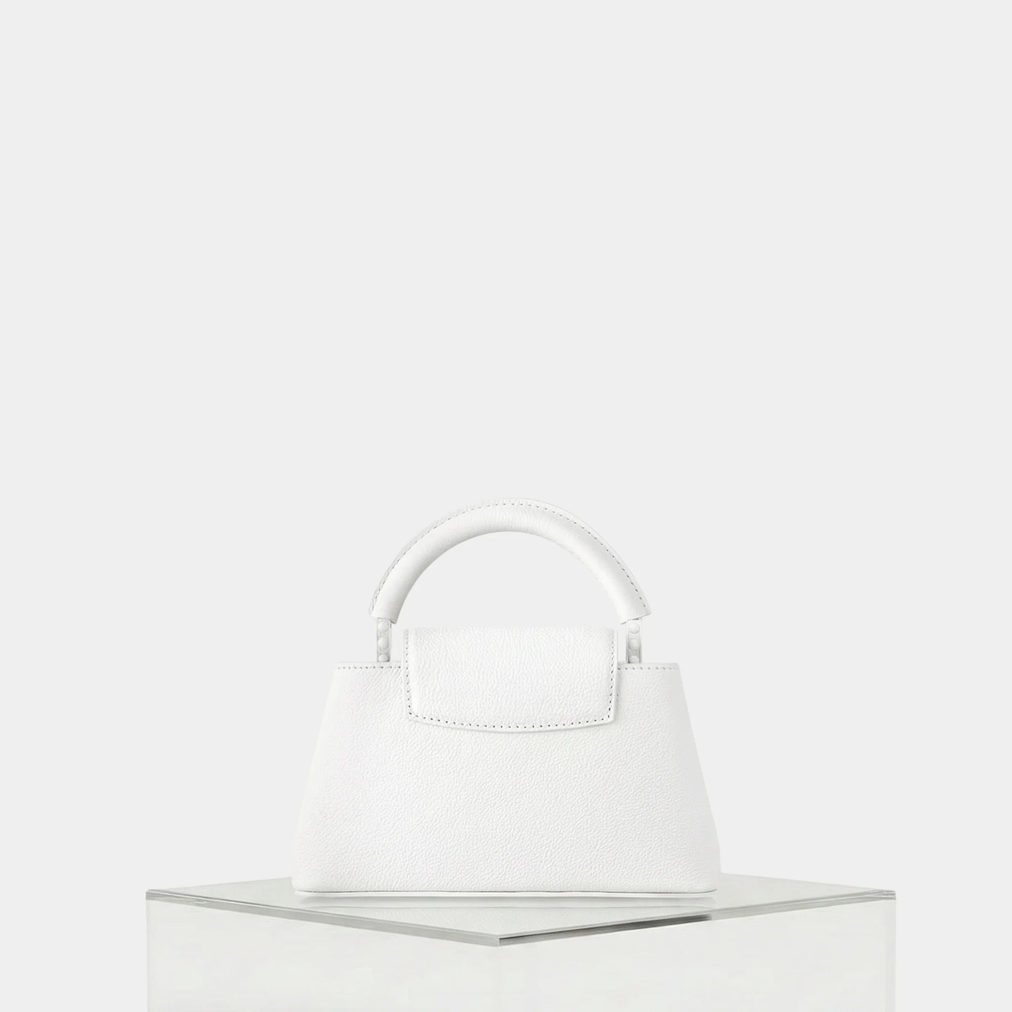 Louis Vuitton Capucines East West Mini Handbag Taurillon Leather, White, Back