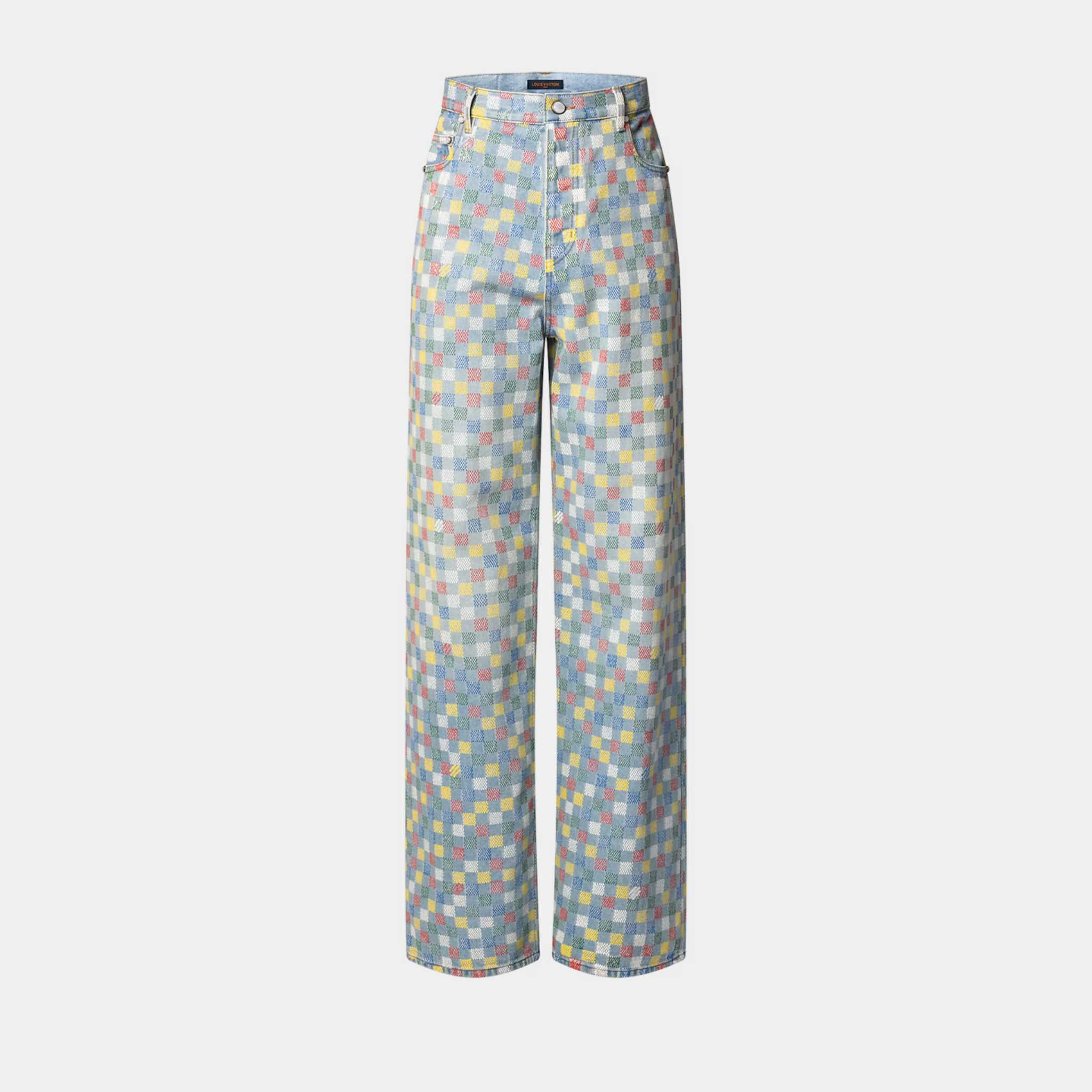 Louis Vuitton Damier Denim Wide-Leg Pants Runway, Front