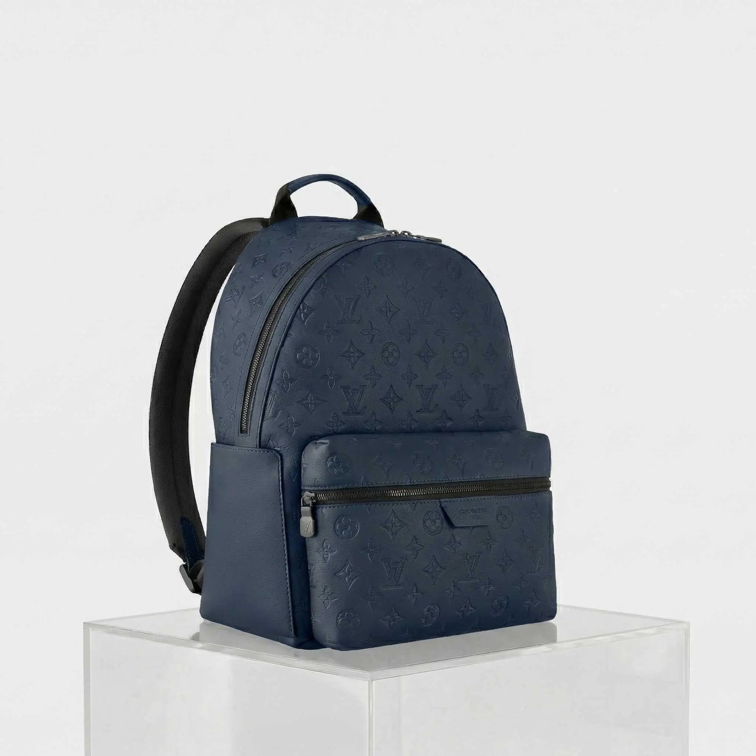 Louis Vuitton Discovery Backpack Monogram Shadow Leather, Bleu Marine, Side