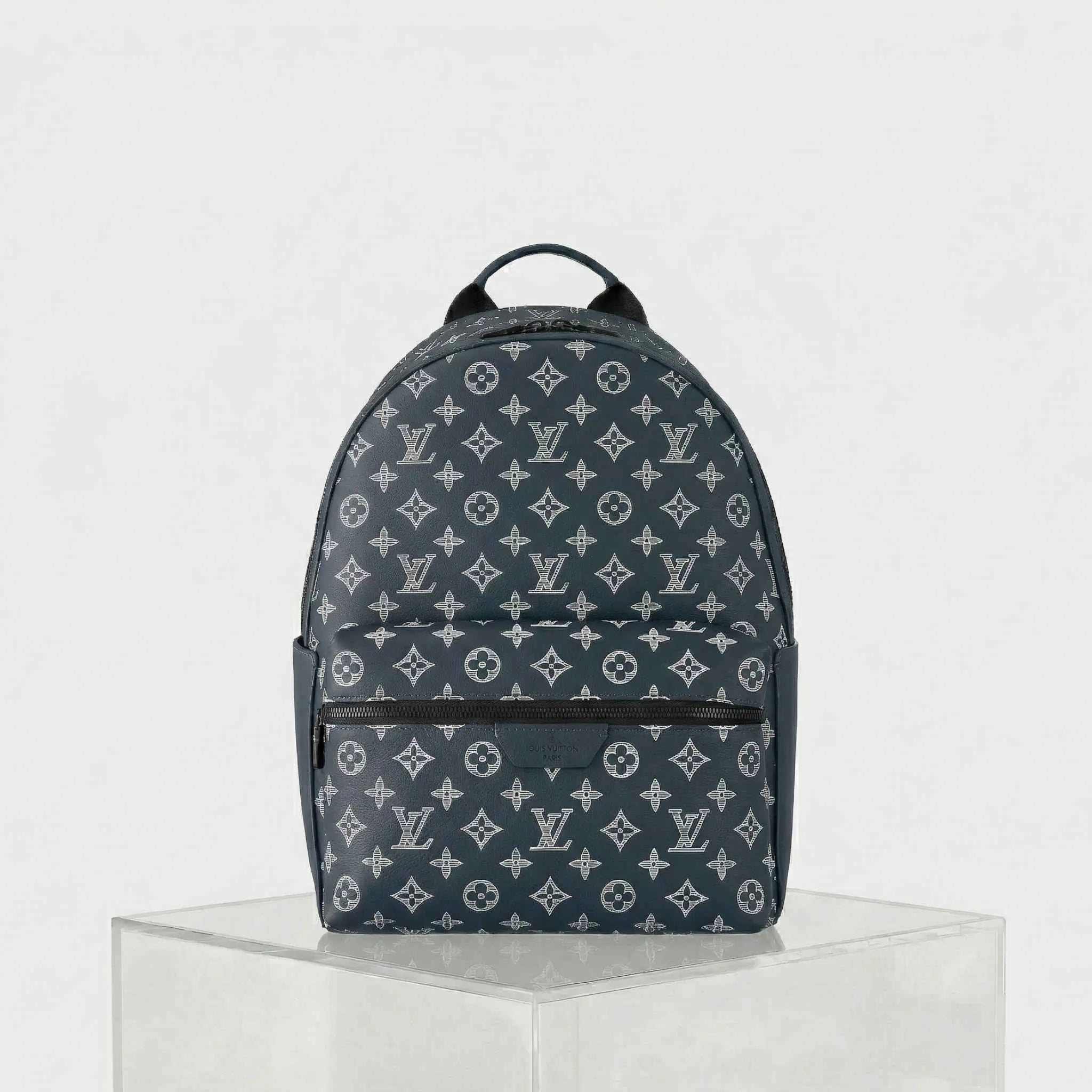 Louis Vuitton Discovery Backpack Monogram Shadow Leather, Navy Blue, Front