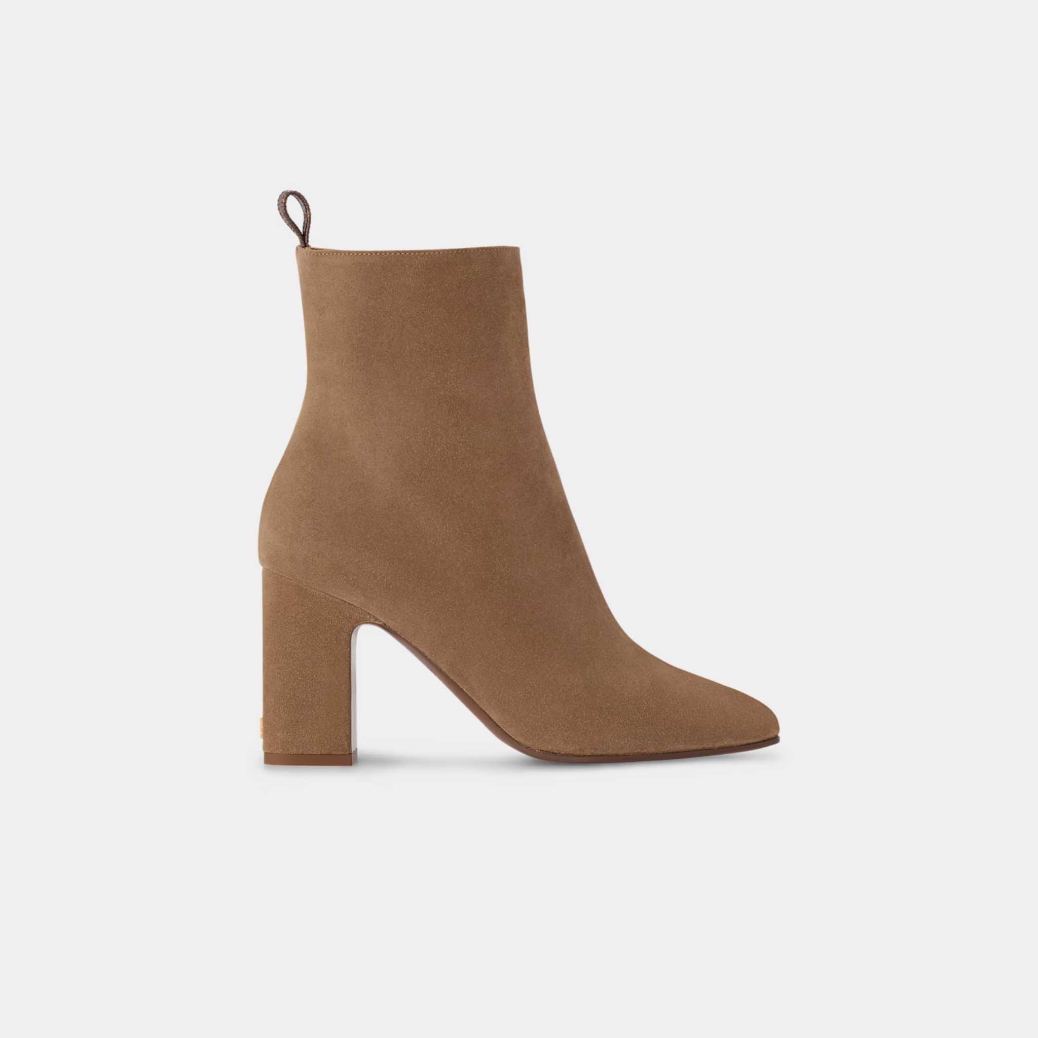 Louis Vuitton Donna Ankle Boot Suede, Side, Cognac