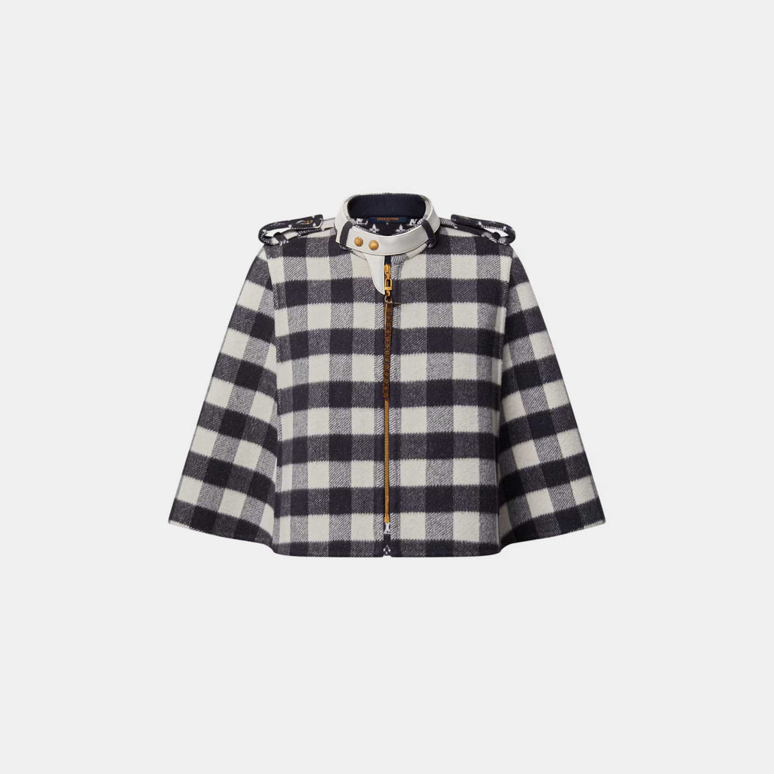 Louis Vuitton Double Face Check Cape Navy, Front