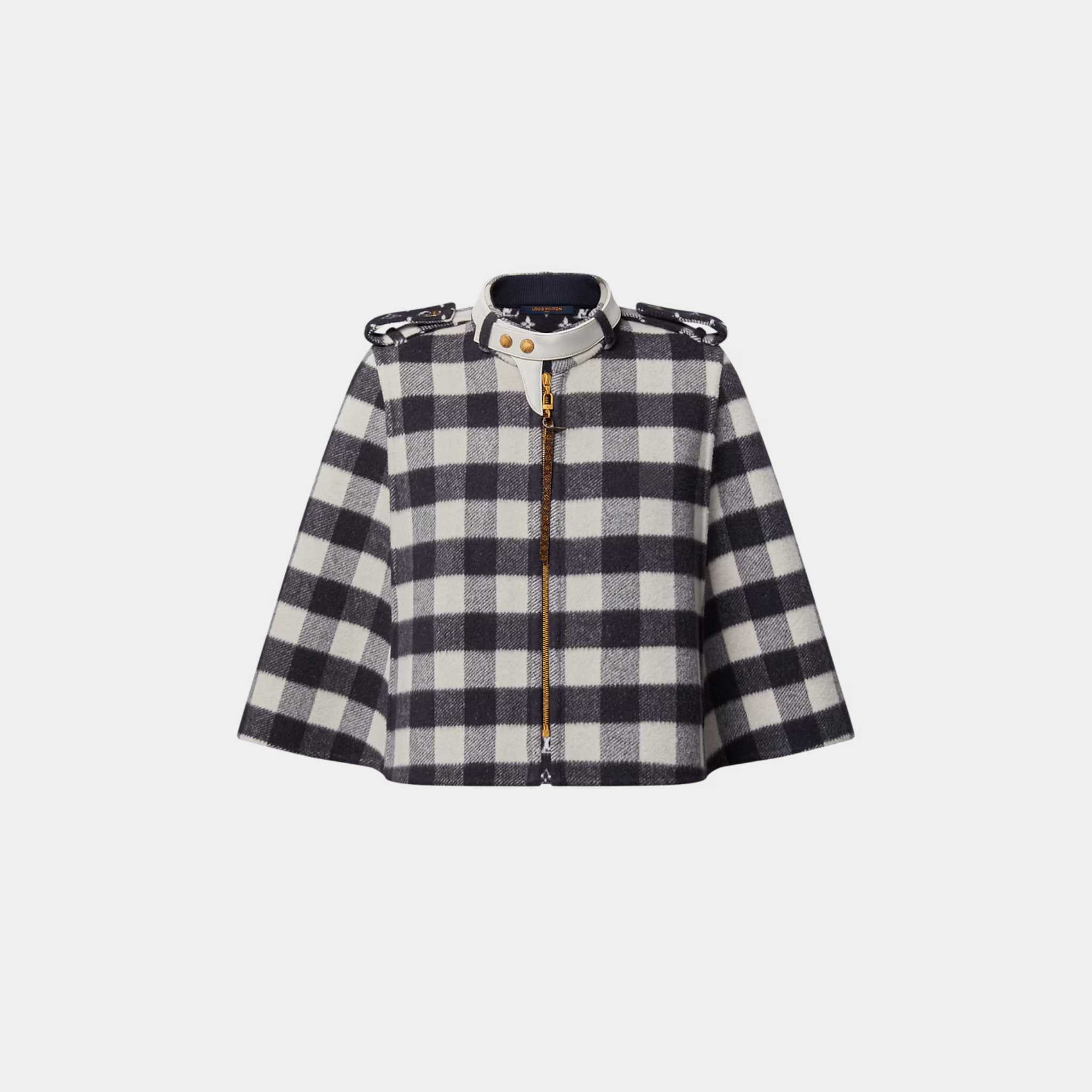 Louis Vuitton Double Face Check Cape Navy, Front