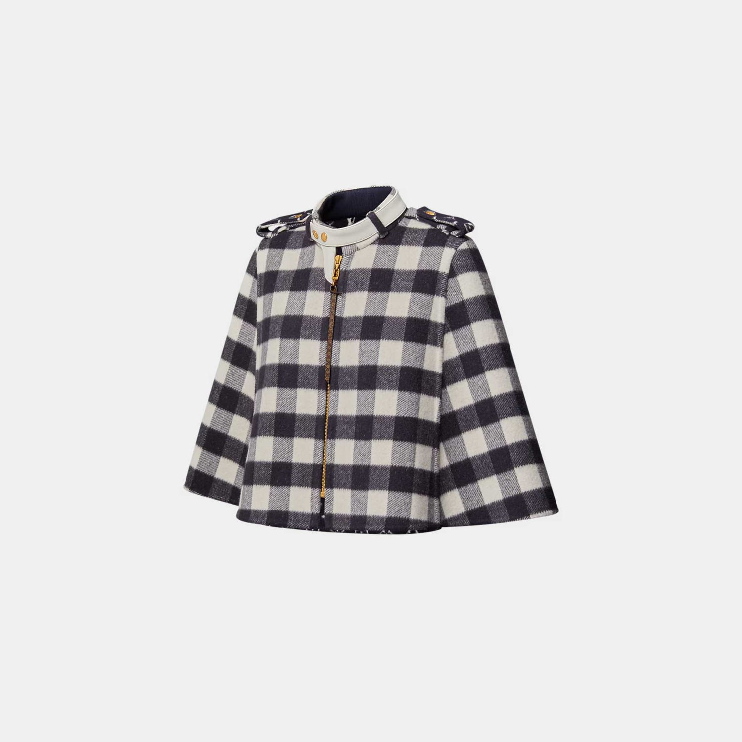 Louis Vuitton Double Face Check Cape Navy, Side