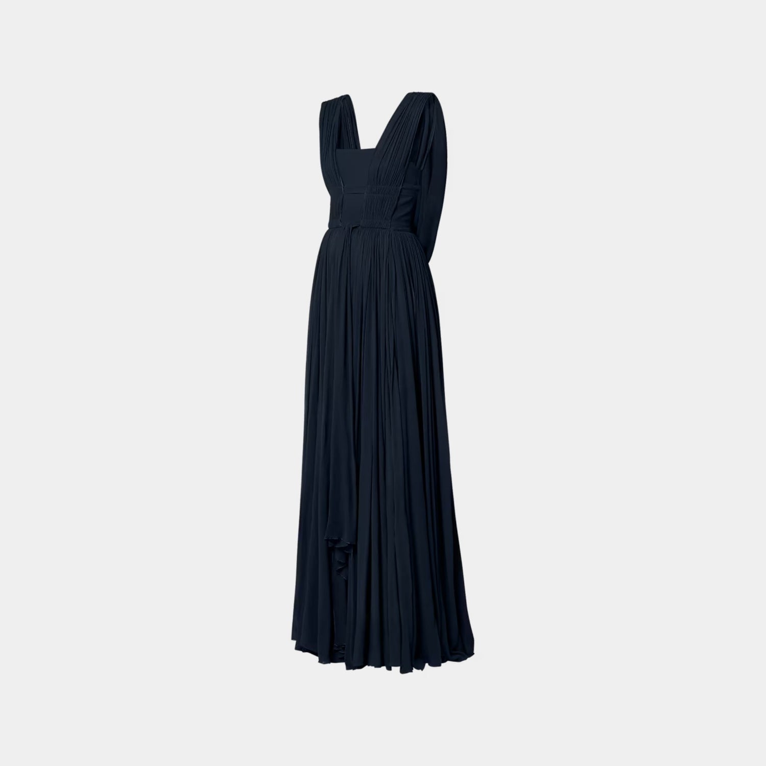 Louis Vuitton Draped Back Empire Silk Georgette Gown, Dark Night Blue, Side