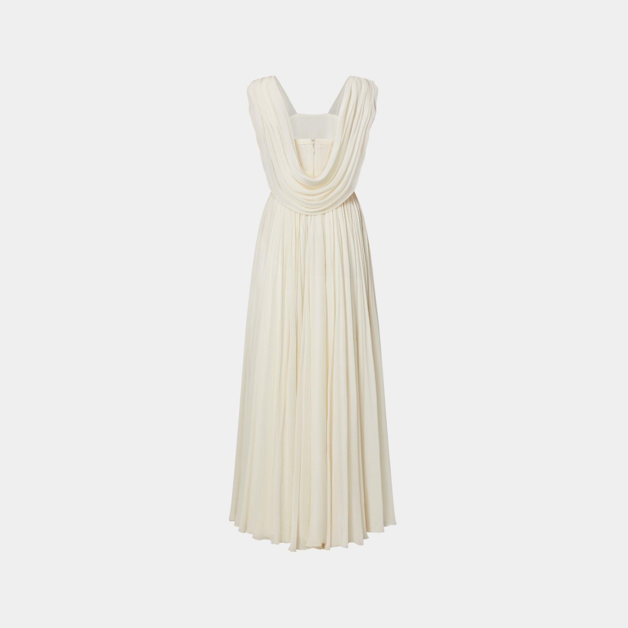 Louis Vuitton Draped Back Empire Silk Georgette Gown, Milky White, Back