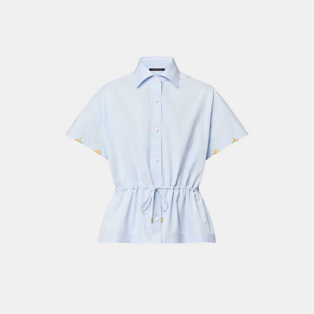 Louis Vuitton Drawstring Waist Cotton Poplin Shirt Blue Grey, Front