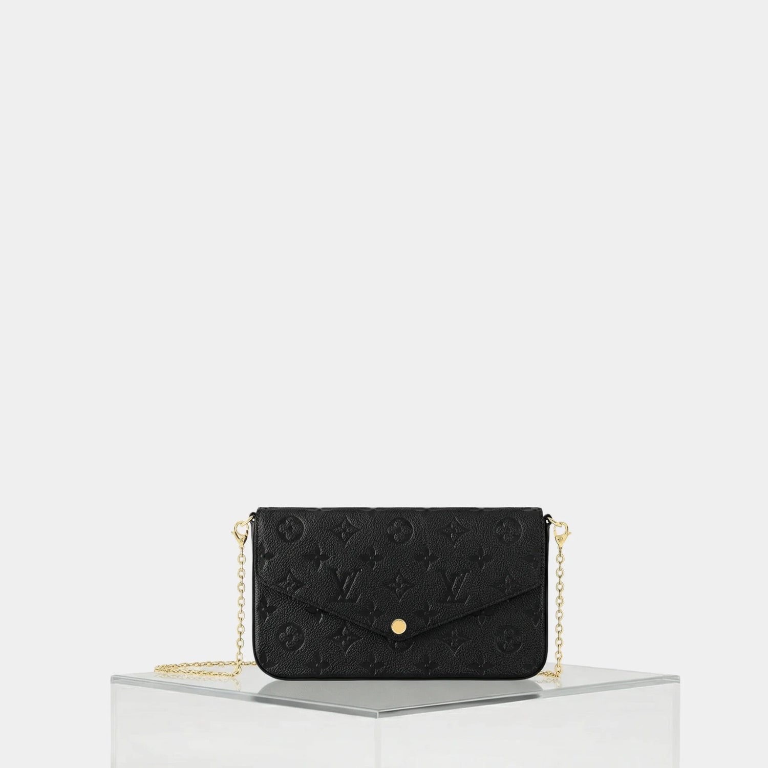 Louis Vuitton Félicie Pochette Handbag Monogram Empreinte, Black, Front