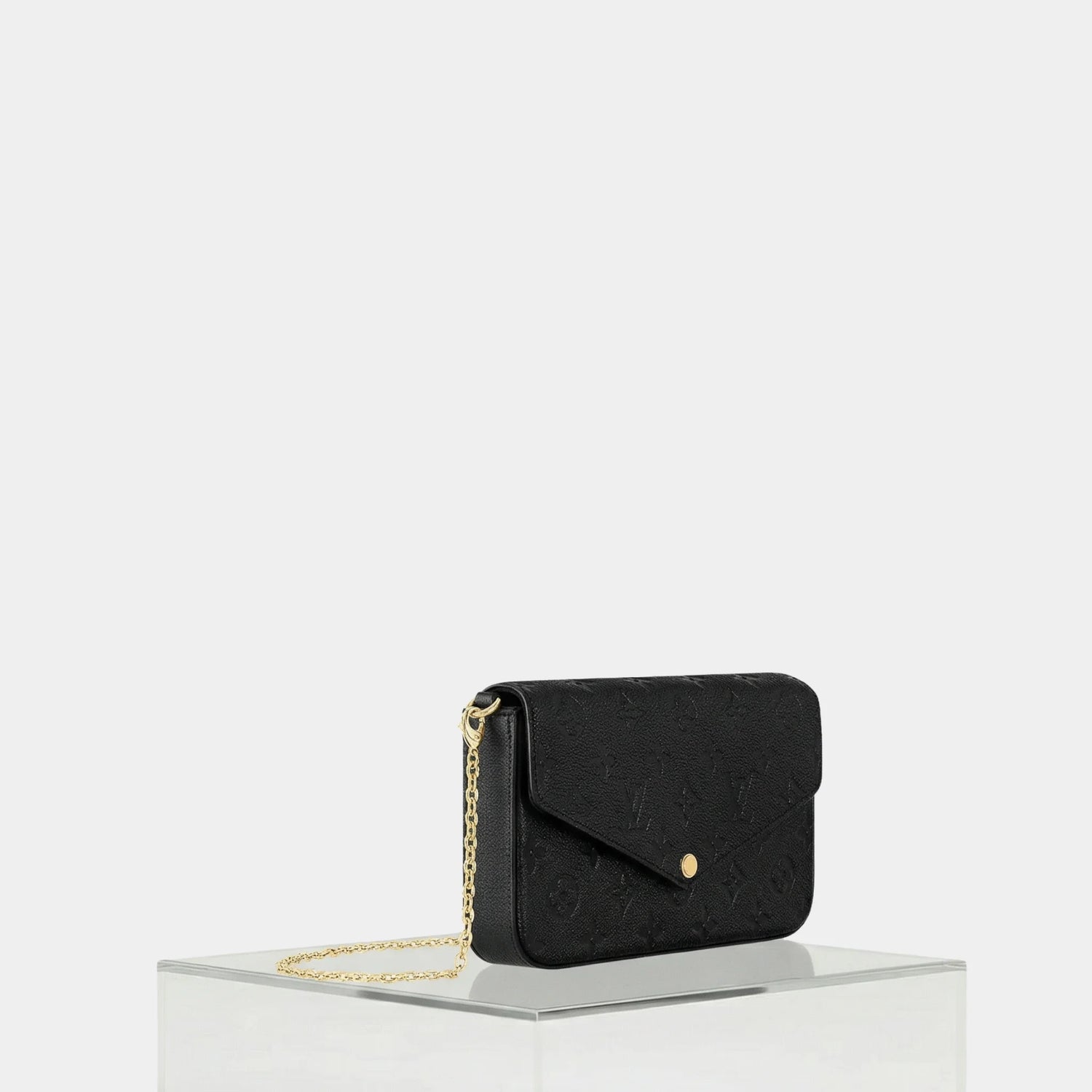 Louis Vuitton Félicie Pochette Handbag Monogram Empreinte, Black, Side