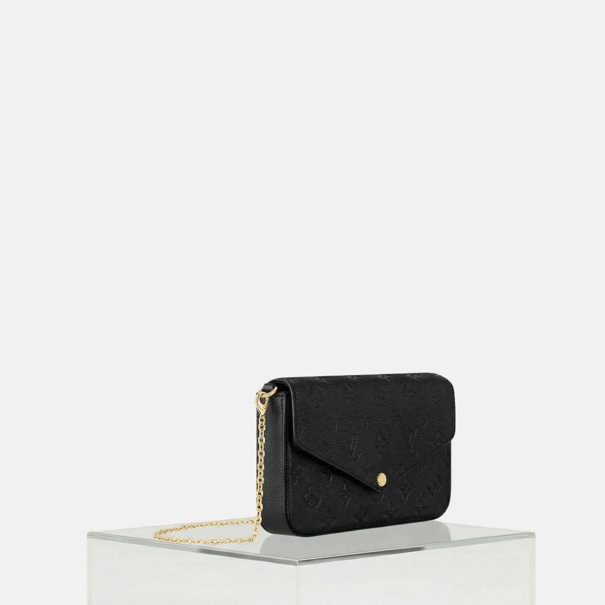 Louis Vuitton Félicie Pochette Handbag Monogram Empreinte, Black, Side