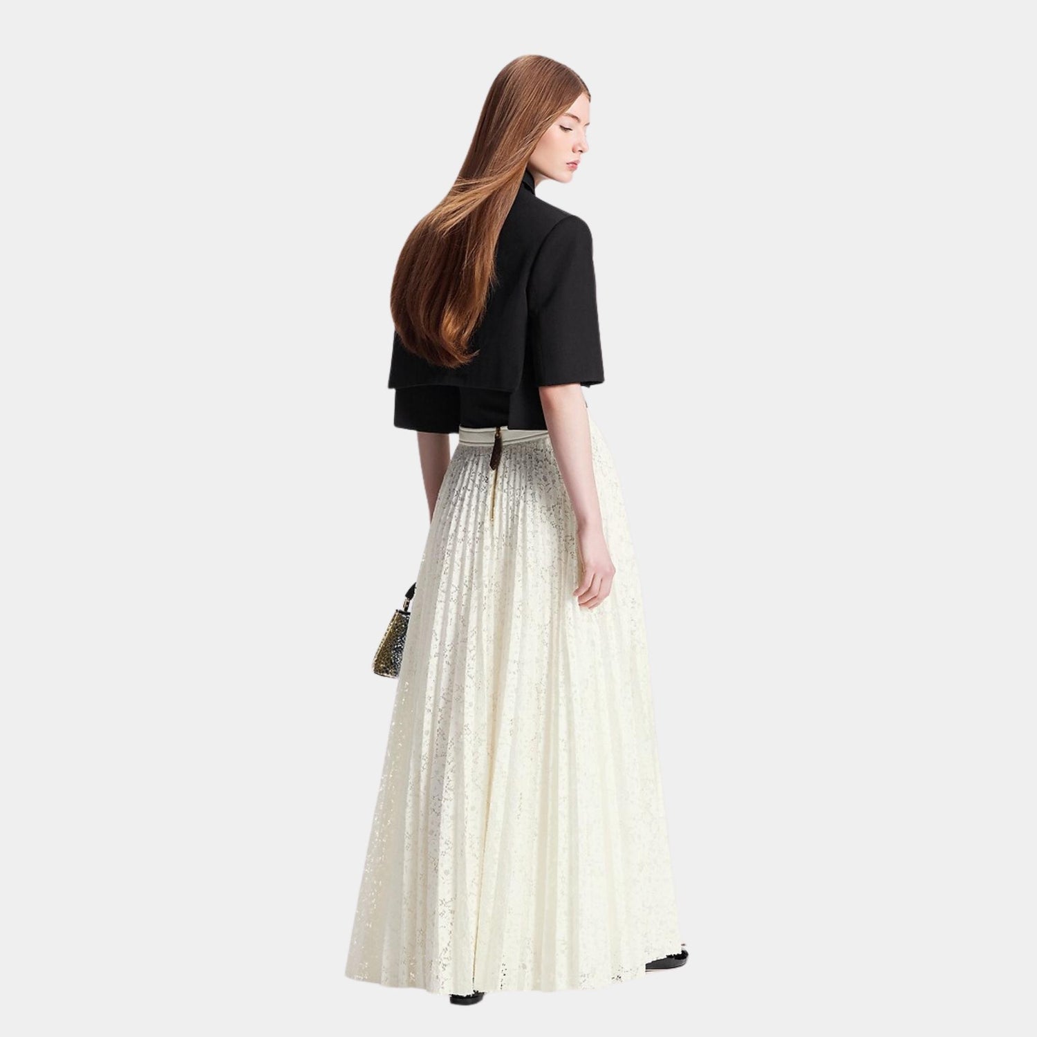 Louis Vuitton Floral Lace Maxi Skirt, Model, Back