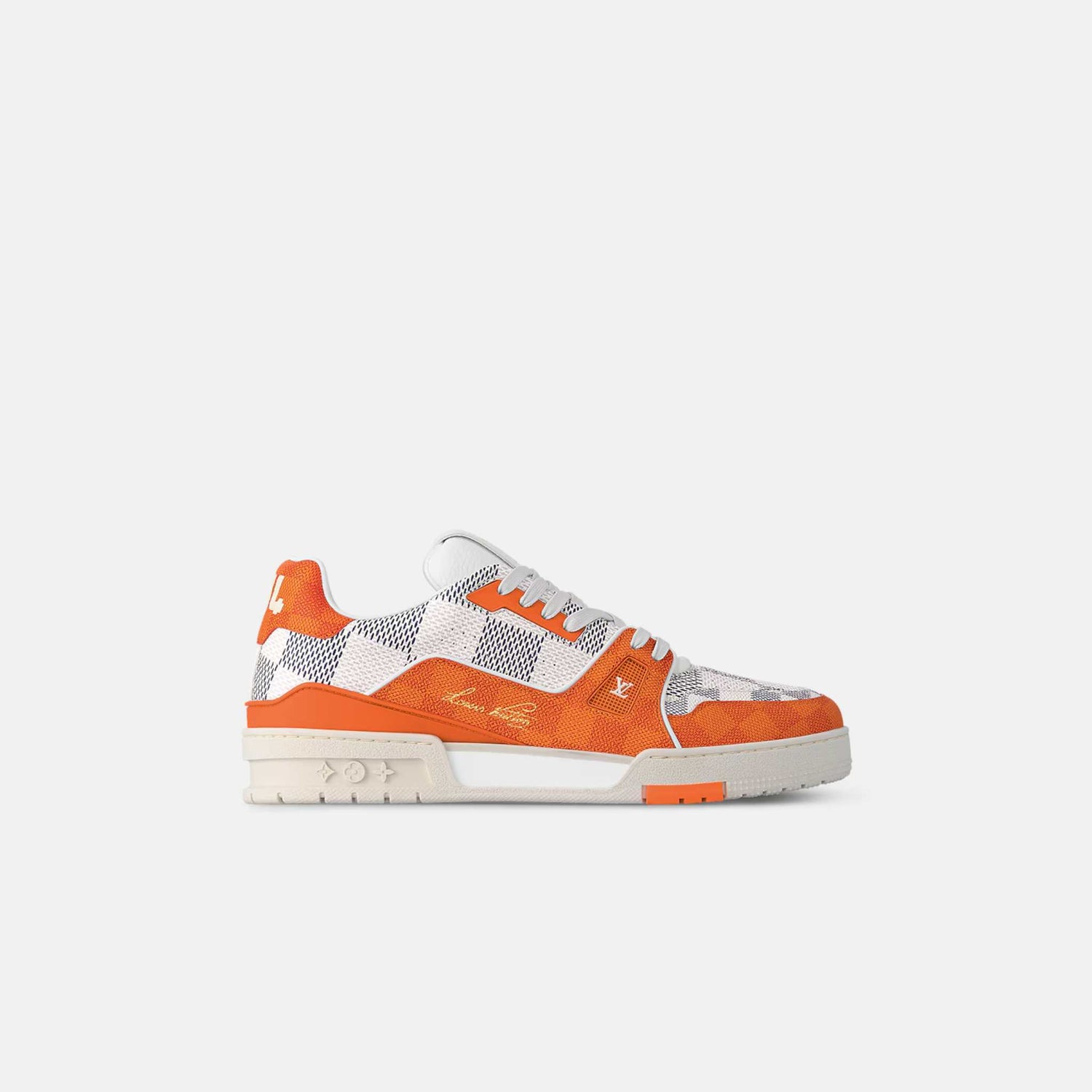 Louis Vuitton LV Trainer Sneaker Damier Grained Calf Leather, Orange, Side