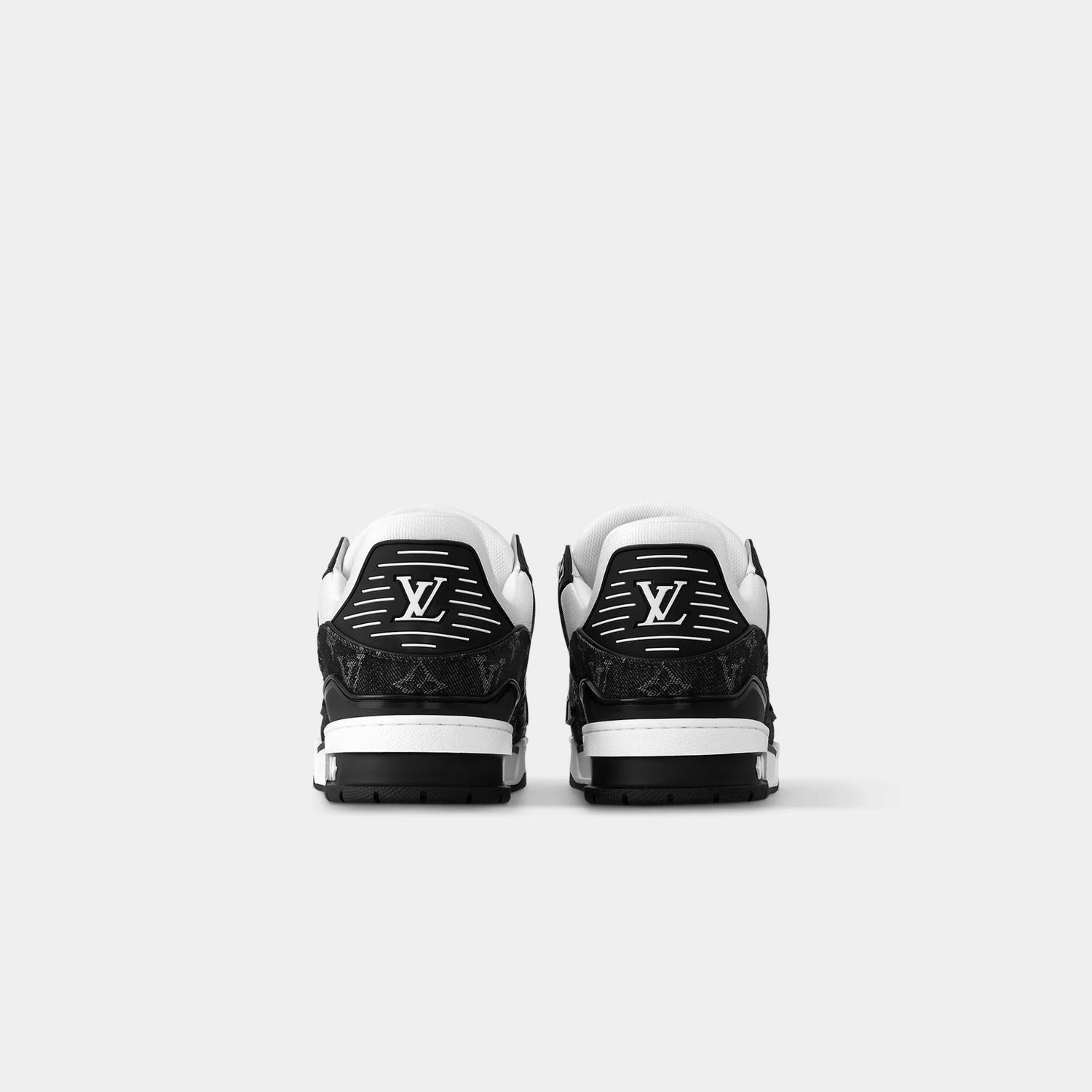 Louis Vuitton LV Trainers Monogram Denim and Monogram Calf Leather, Black, Back