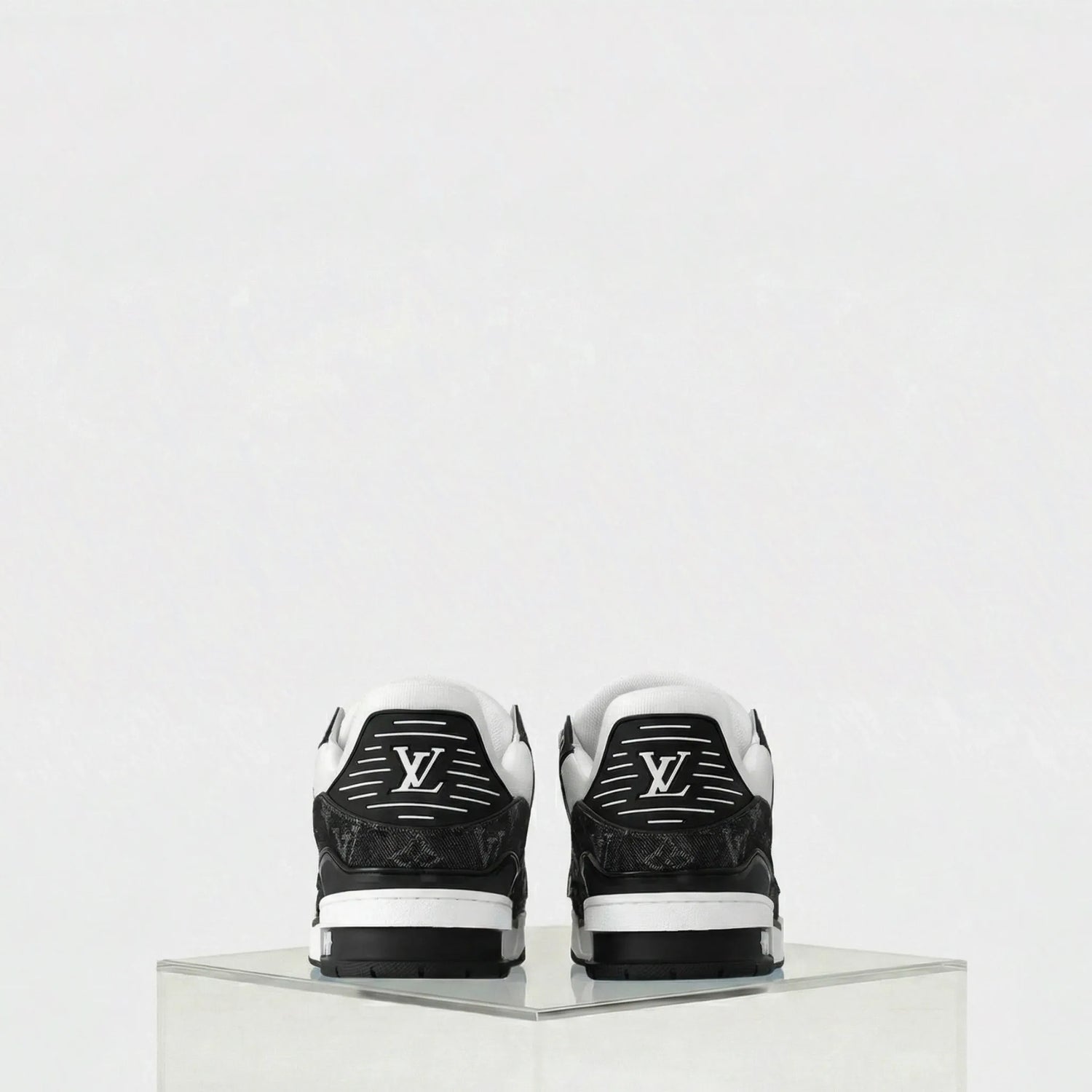 Louis Vuitton LV Trainers Monogram Denim and Monogram Calf Leather, Black, Back