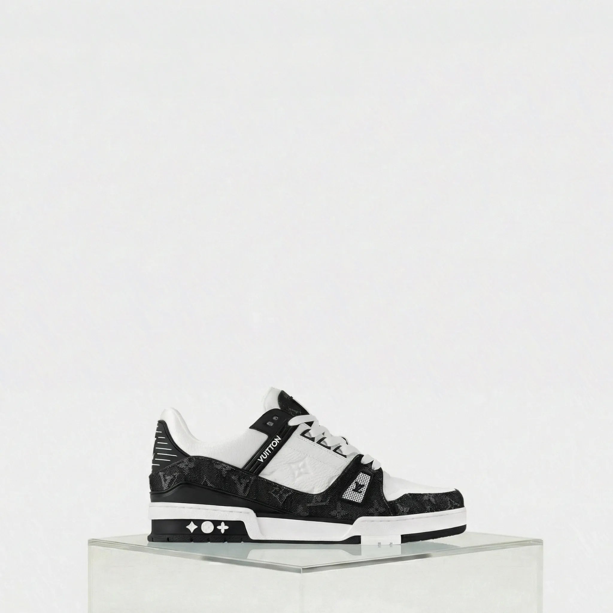 Louis Vuitton LV Trainers Monogram Denim and Monogram Calf Leather, Black, Side