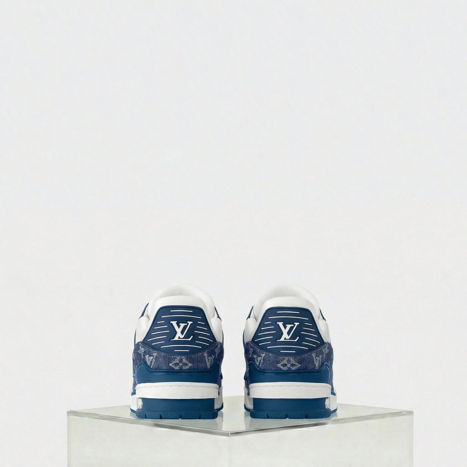 Louis Vuitton LV Trainers Monogram Denim and Monogram Calf Leather, Blue, Back