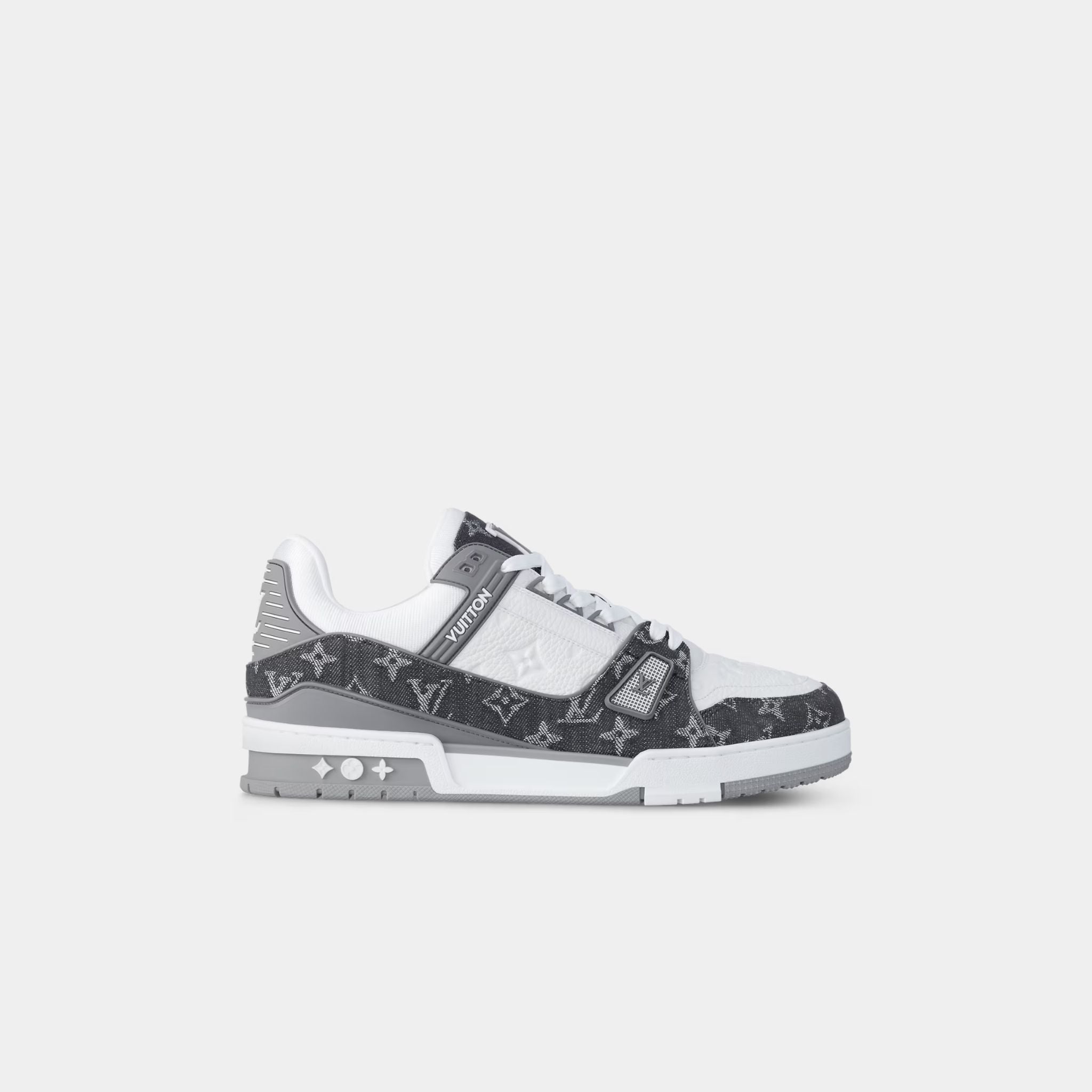 Louis Vuitton LV Trainers Monogram Denim and Monogram Calf Leather, Grey, Side