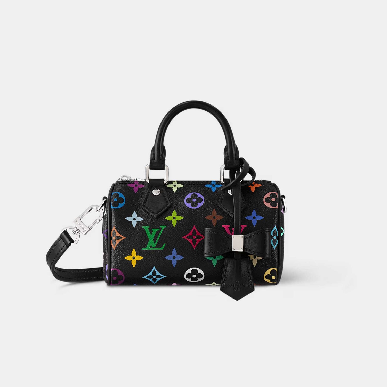 Louis Vuitton LV x TM Nano Speedy Handbag, Black, Front