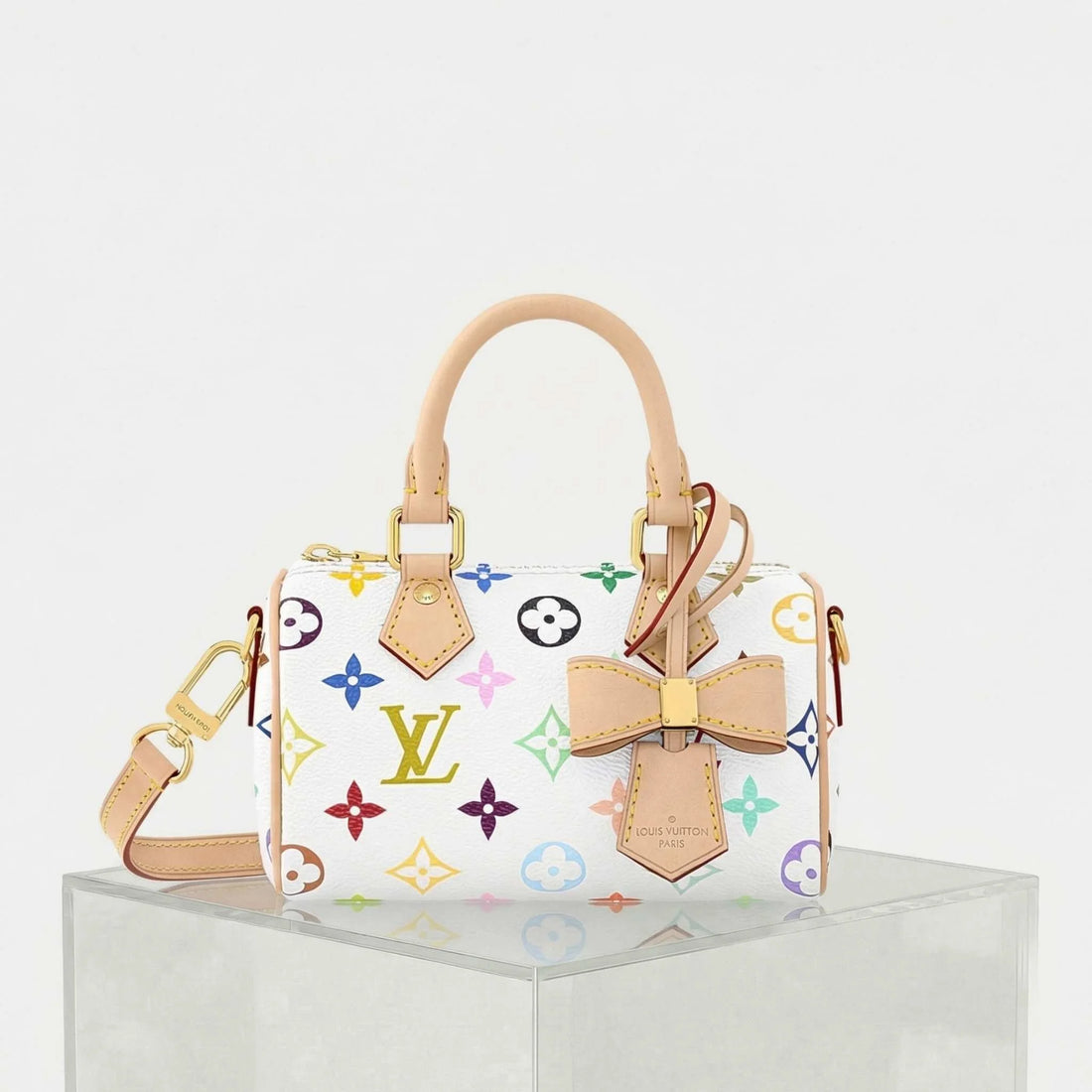 Louis Vuitton LV x TM Nano Speedy Handbag, White, Front