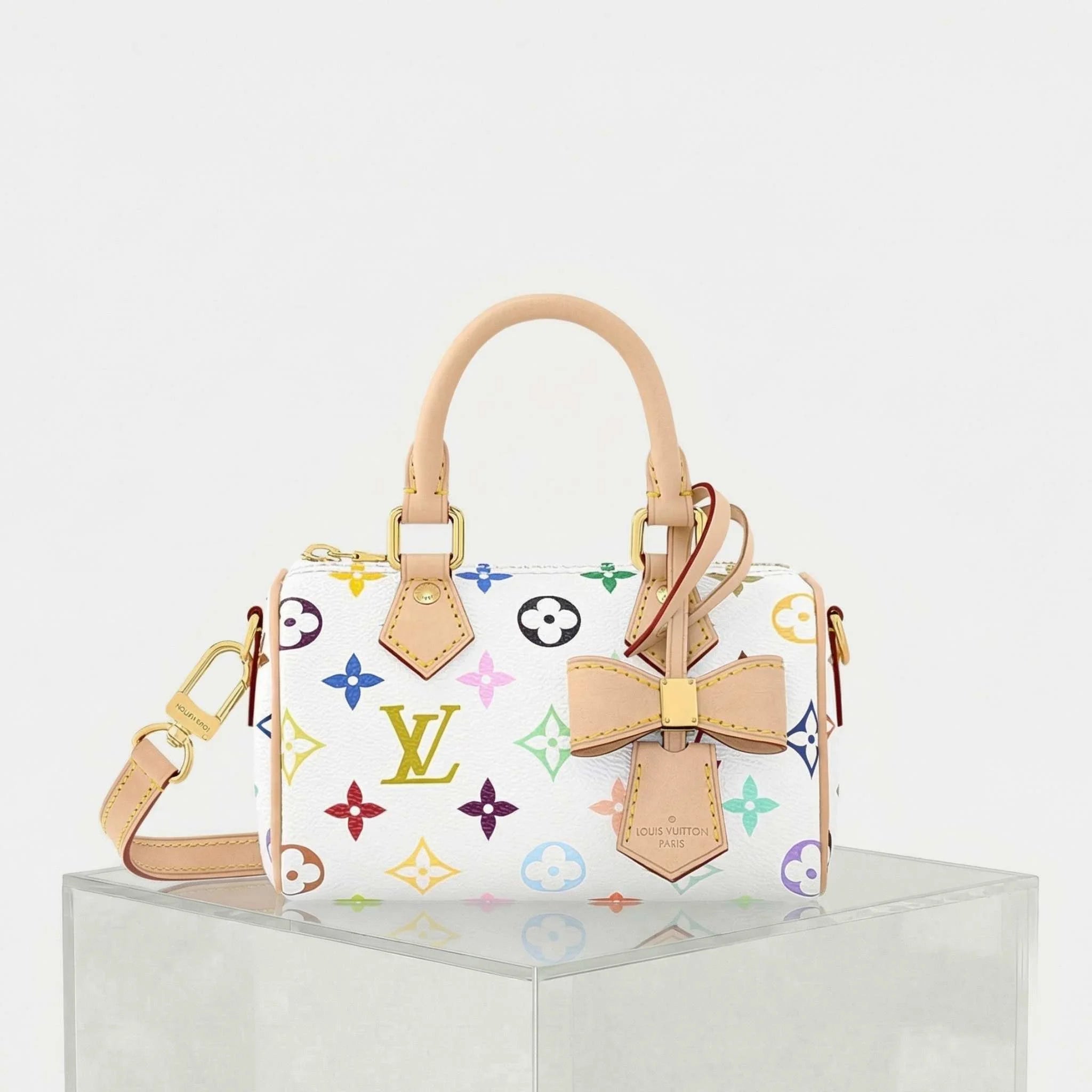Louis Vuitton LV x TM Nano Speedy Handbag, White, Front
