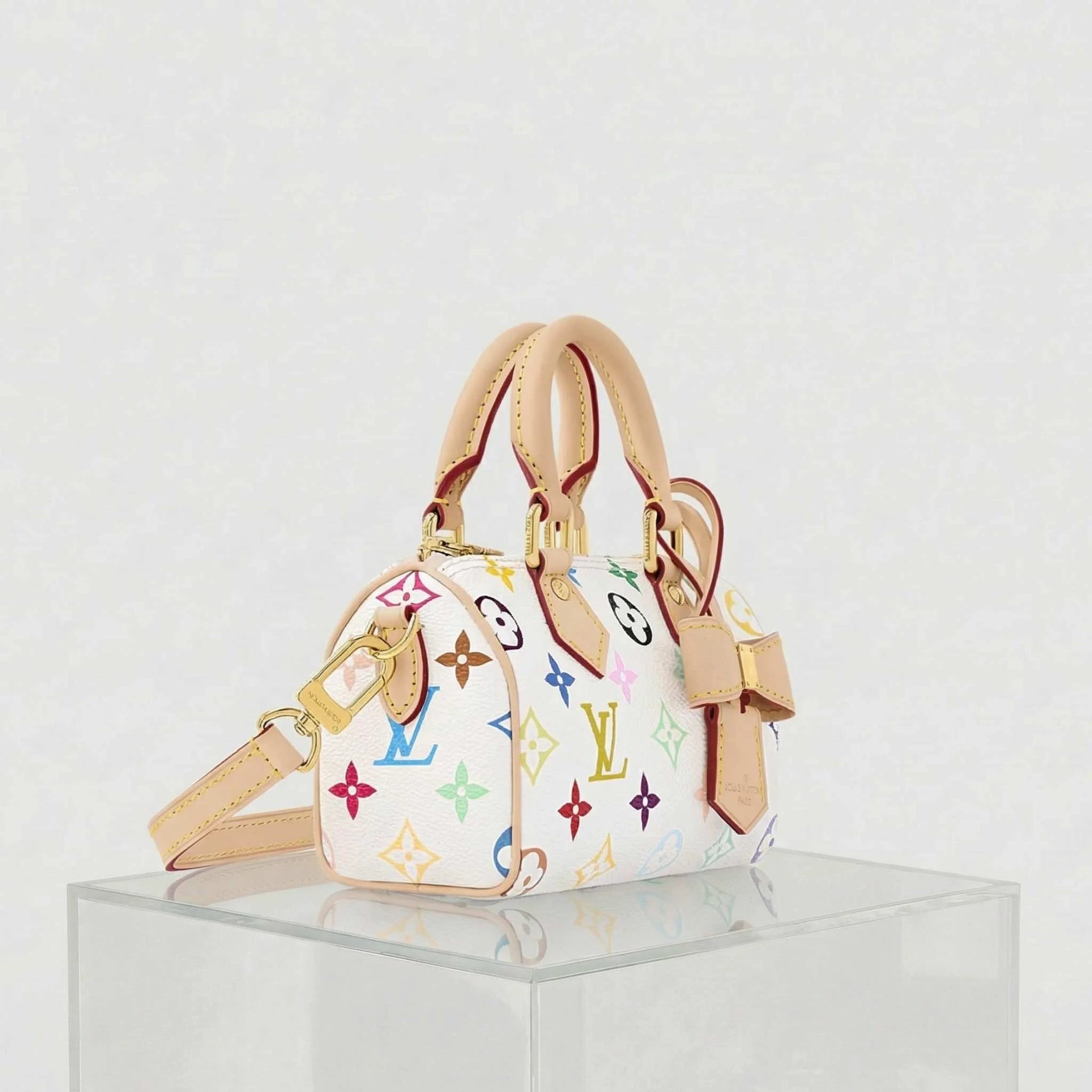 Louis Vuitton LV x TM Nano Speedy Handbag, White, Side