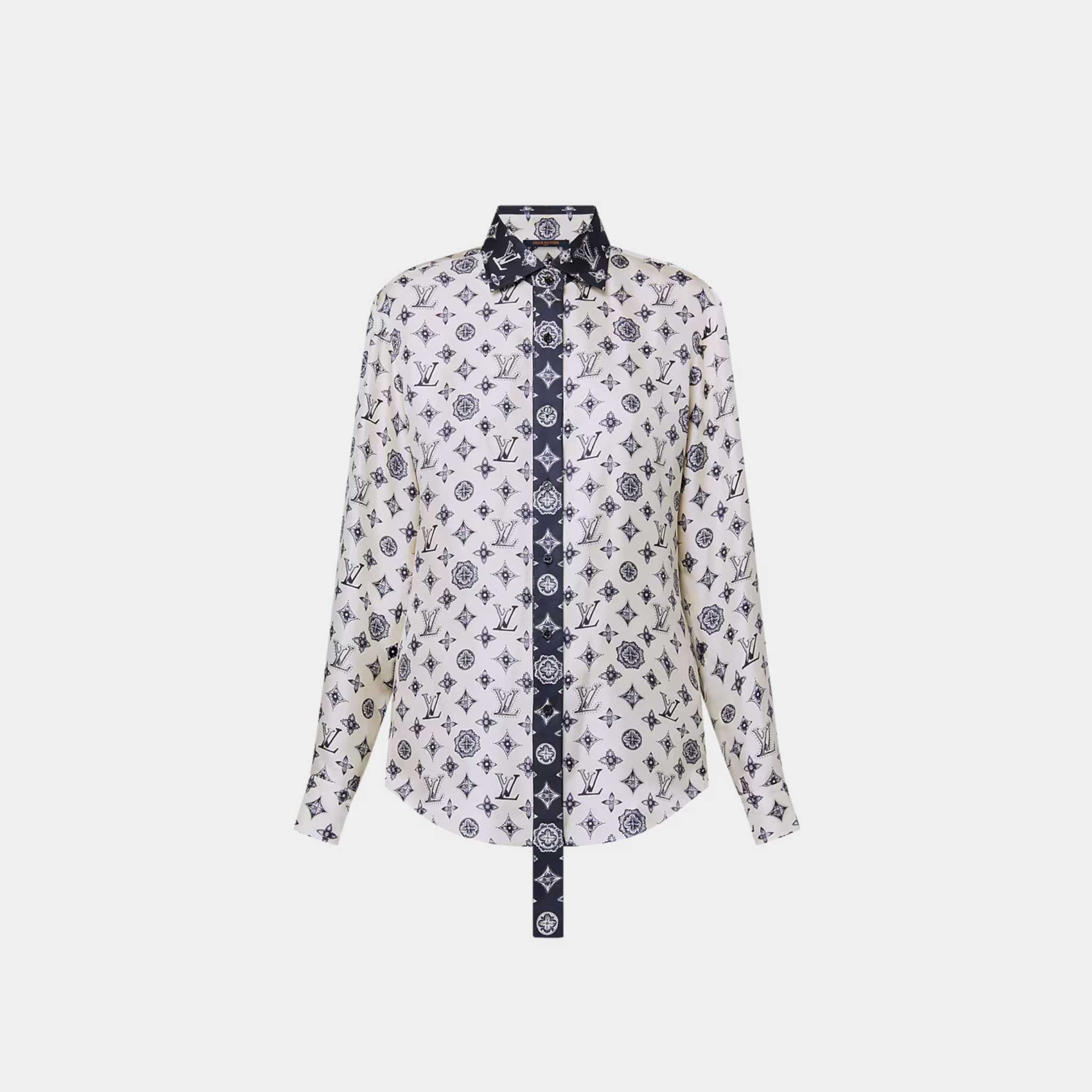 Louis Vuitton Monogram Silk Shirt Beige, Front