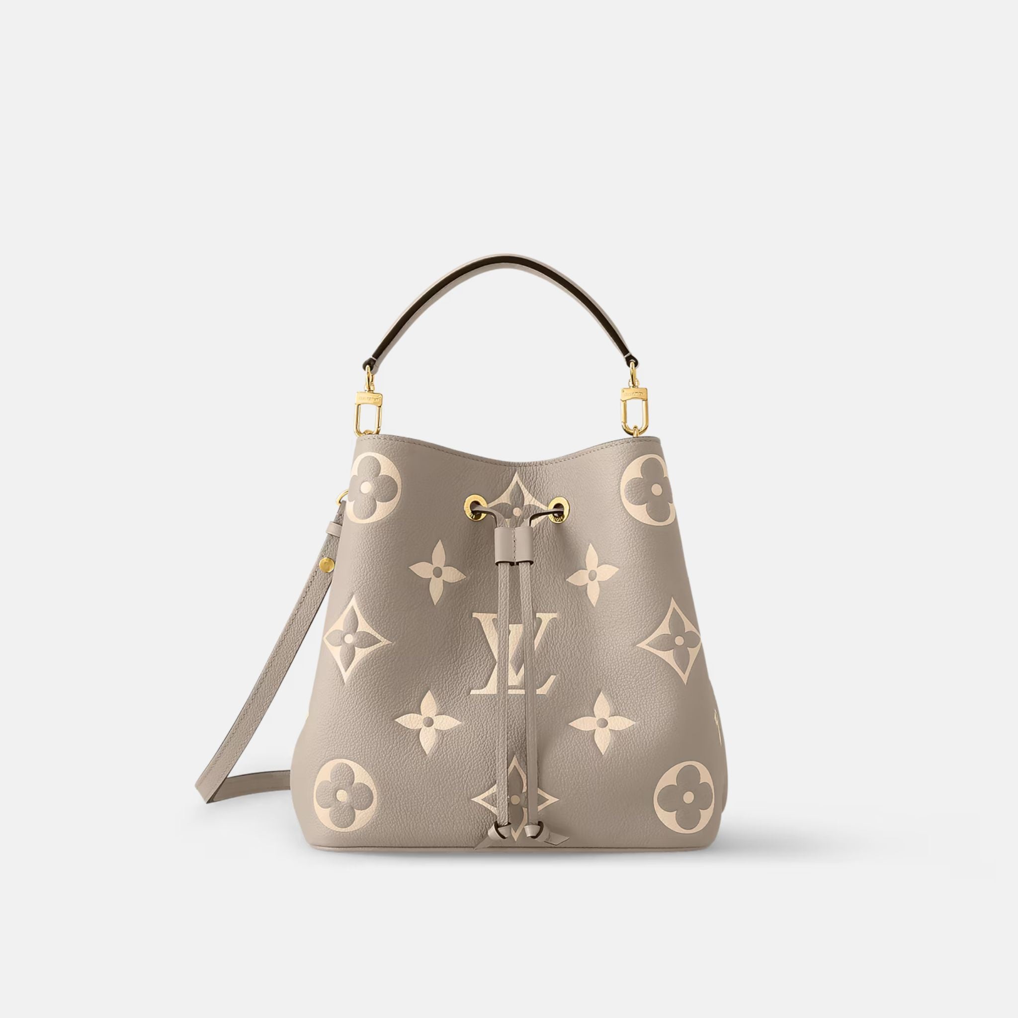  Louis Vuitton NéoNoé MM Grained Cowhide Leather Handbag Dove Grey/Cream, Front