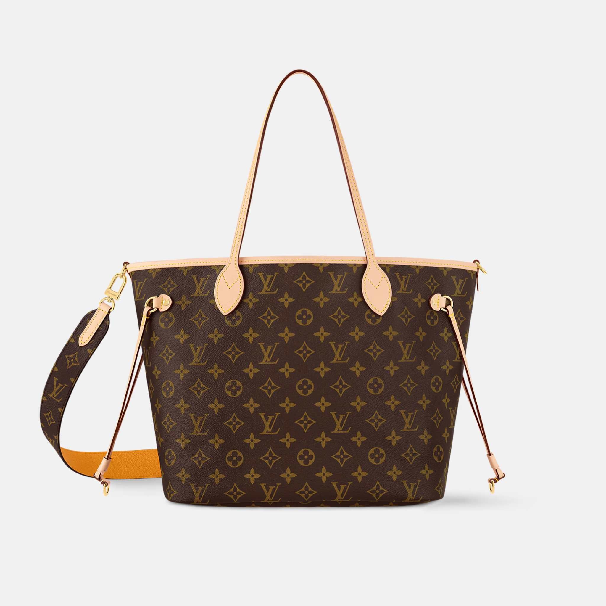 Louis Vuitton Neverfull Bandoulière Monogram Inside Out MM Handbag, Jaune Safran, Reversed