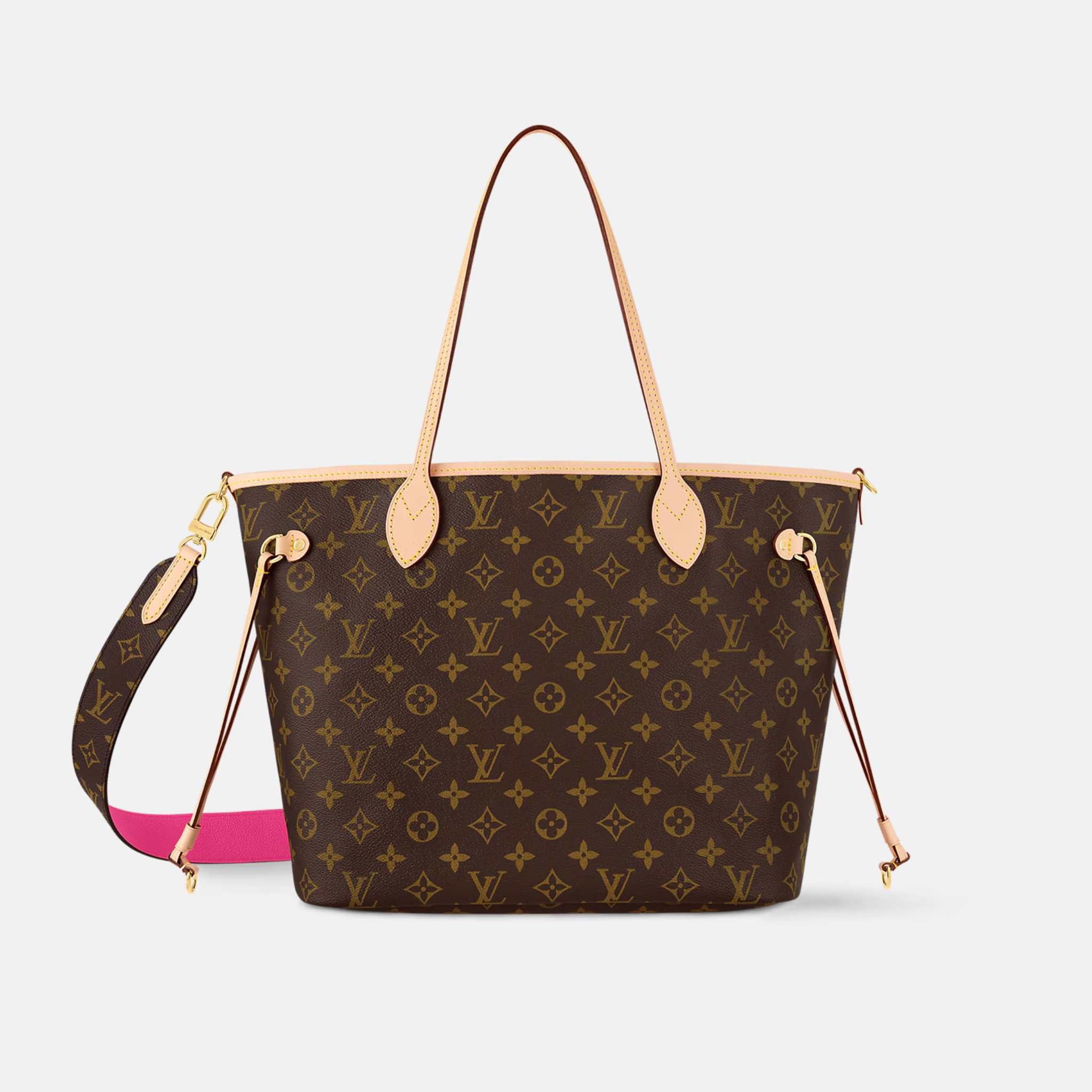 Louis Vuitton Neverfull Bandoulière Monogram Inside Out MM Handbag, Rose Pondichery, Reversed