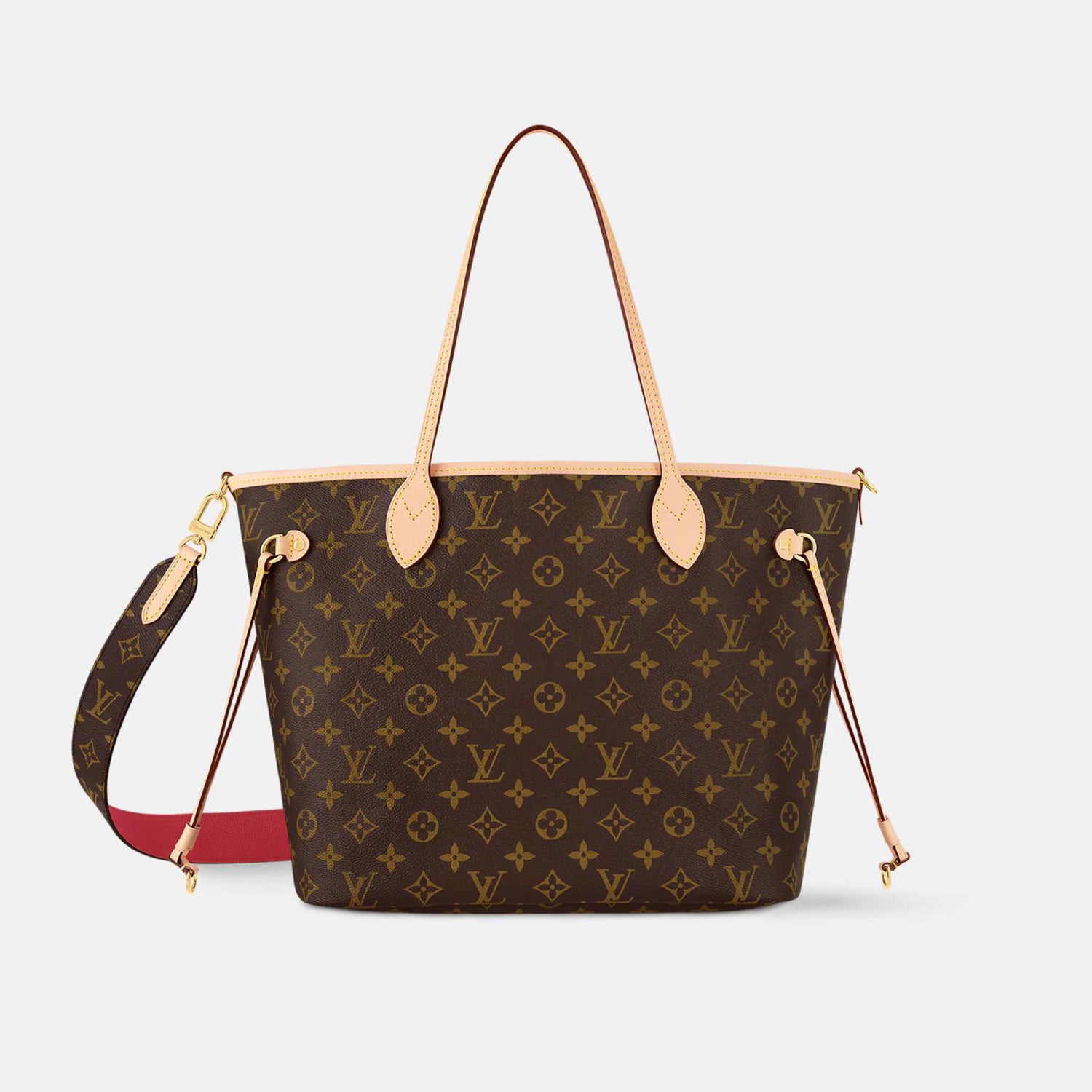 Louis Vuitton Neverfull Bandoulière Monogram Inside Out MM Handbag, Rouge Sari, Reversed