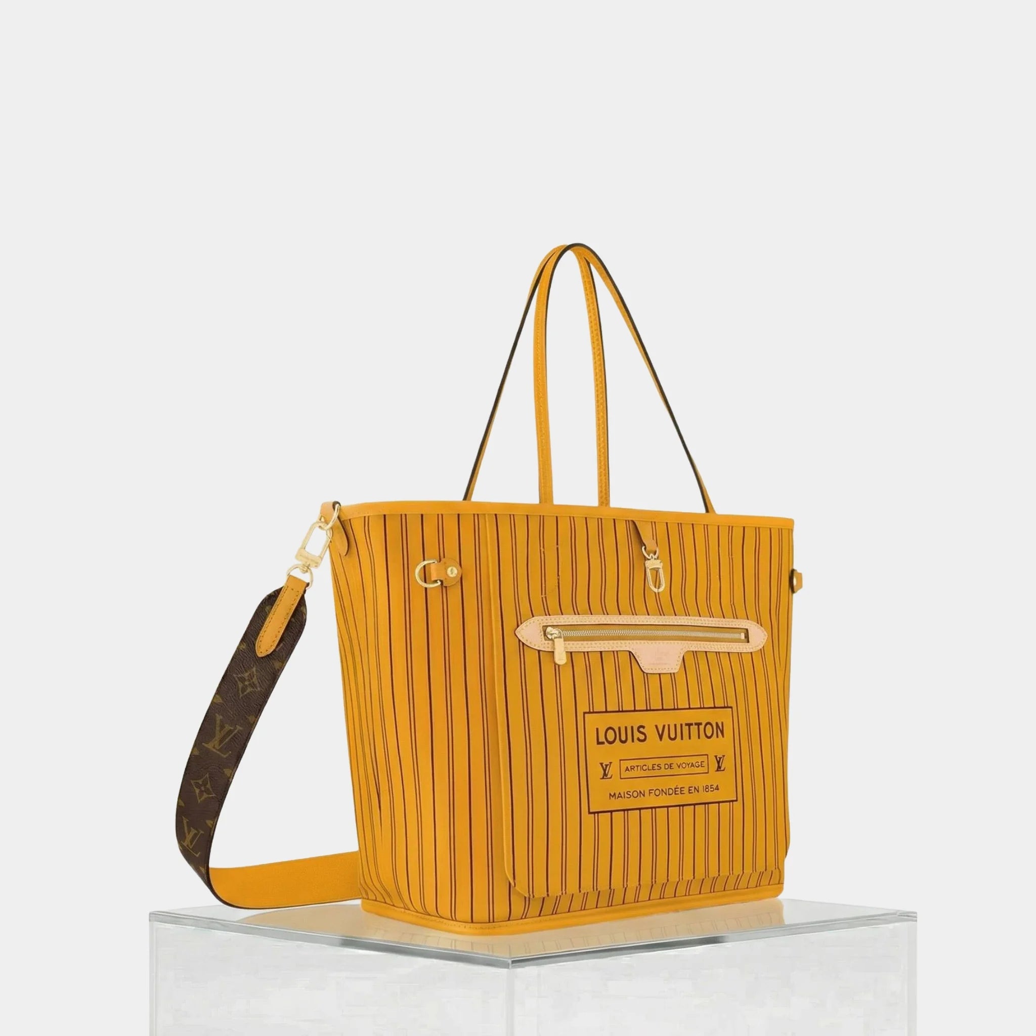 Louis Vuitton Neverfull Bandoulière Monogram Inside Out MM Handbag, Safran Yellow, Side