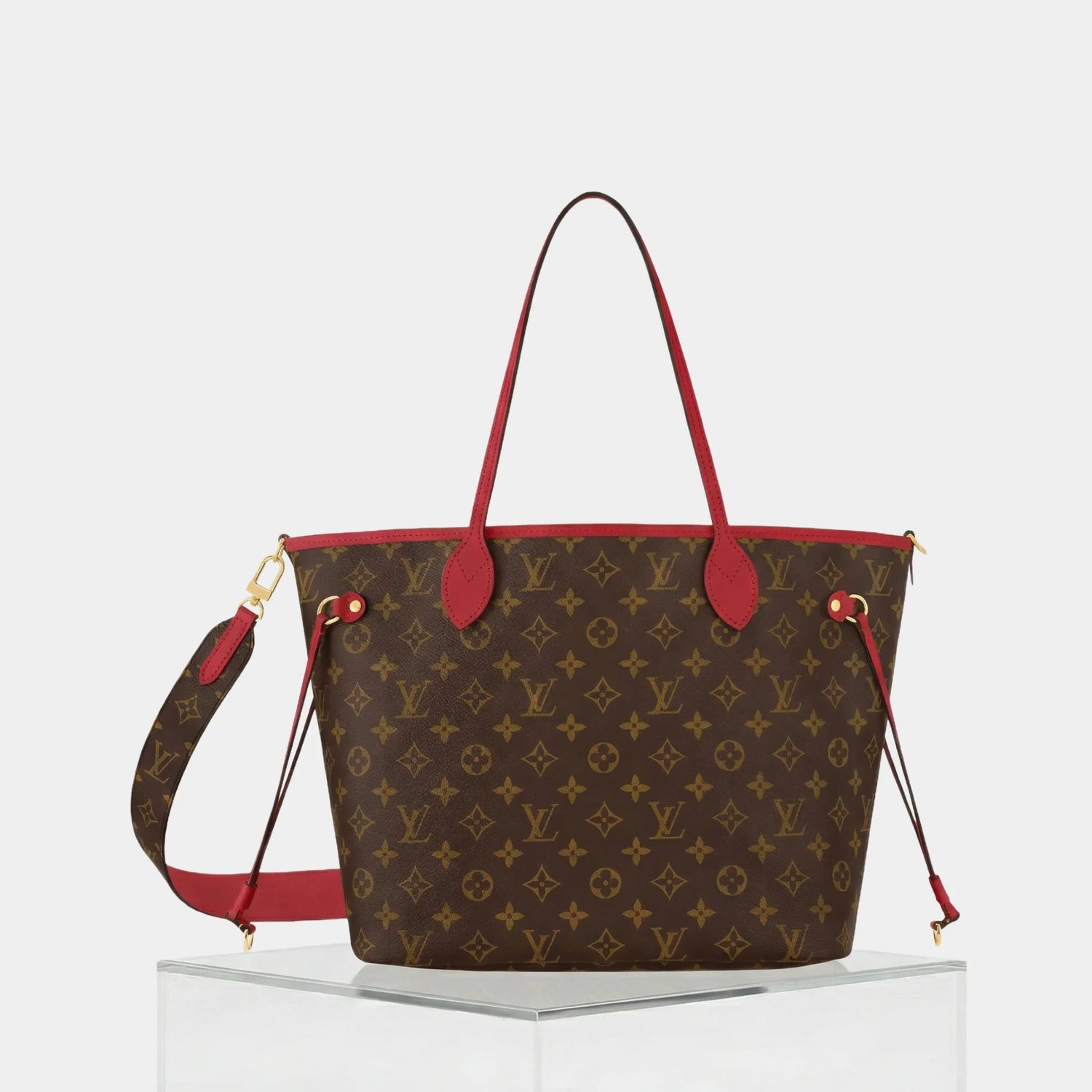 Louis Vuitton Neverfull Bandoulière Monogram Inside Out MM Handbag, Sari Red, Reverse