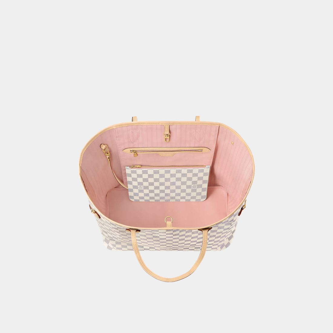 Louis Vuitton Neverfull GM Tote In Damier Azur, Rose Ballerine, Top