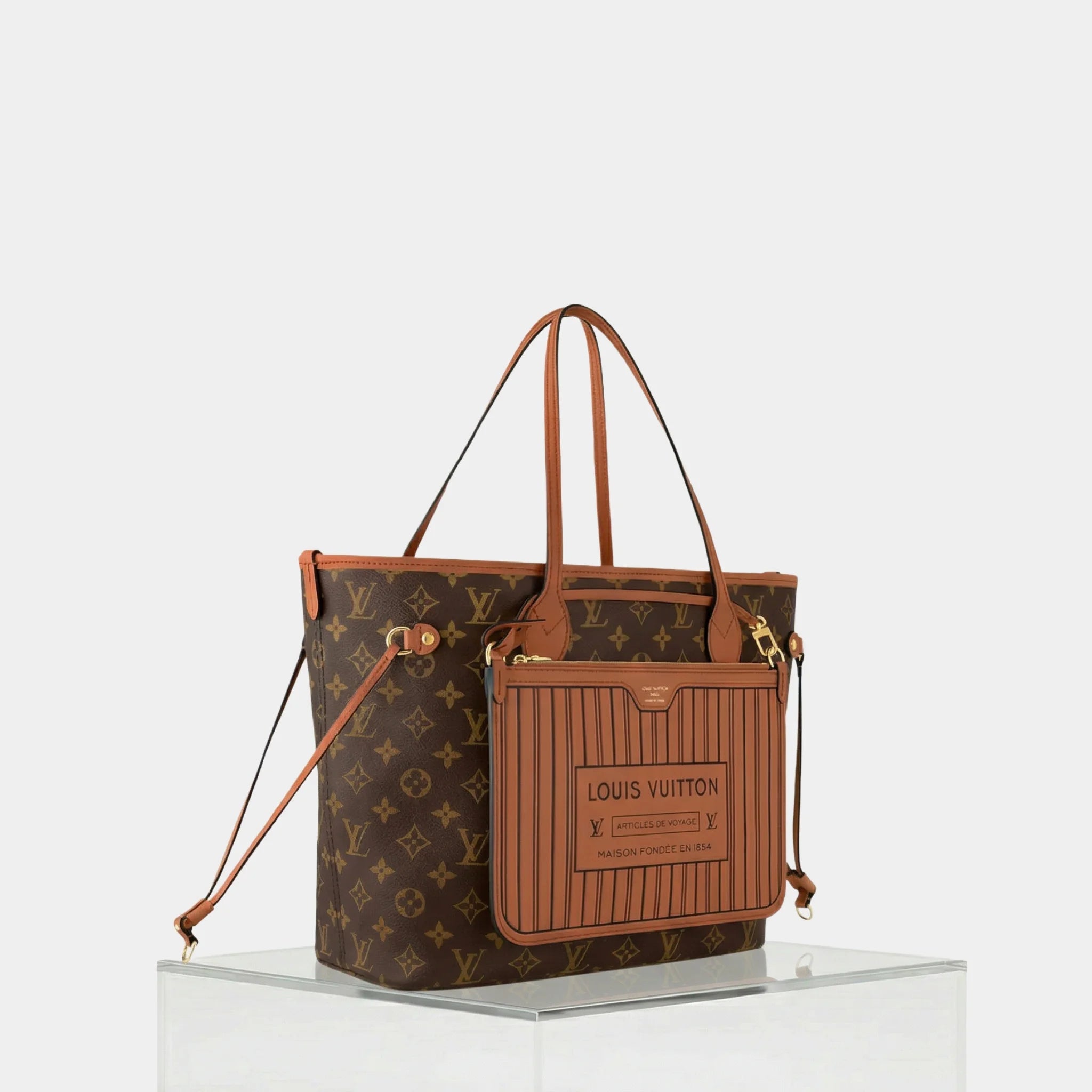Louis Vuitton Neverfull Inside Out MM Handbag, Tan, SIde