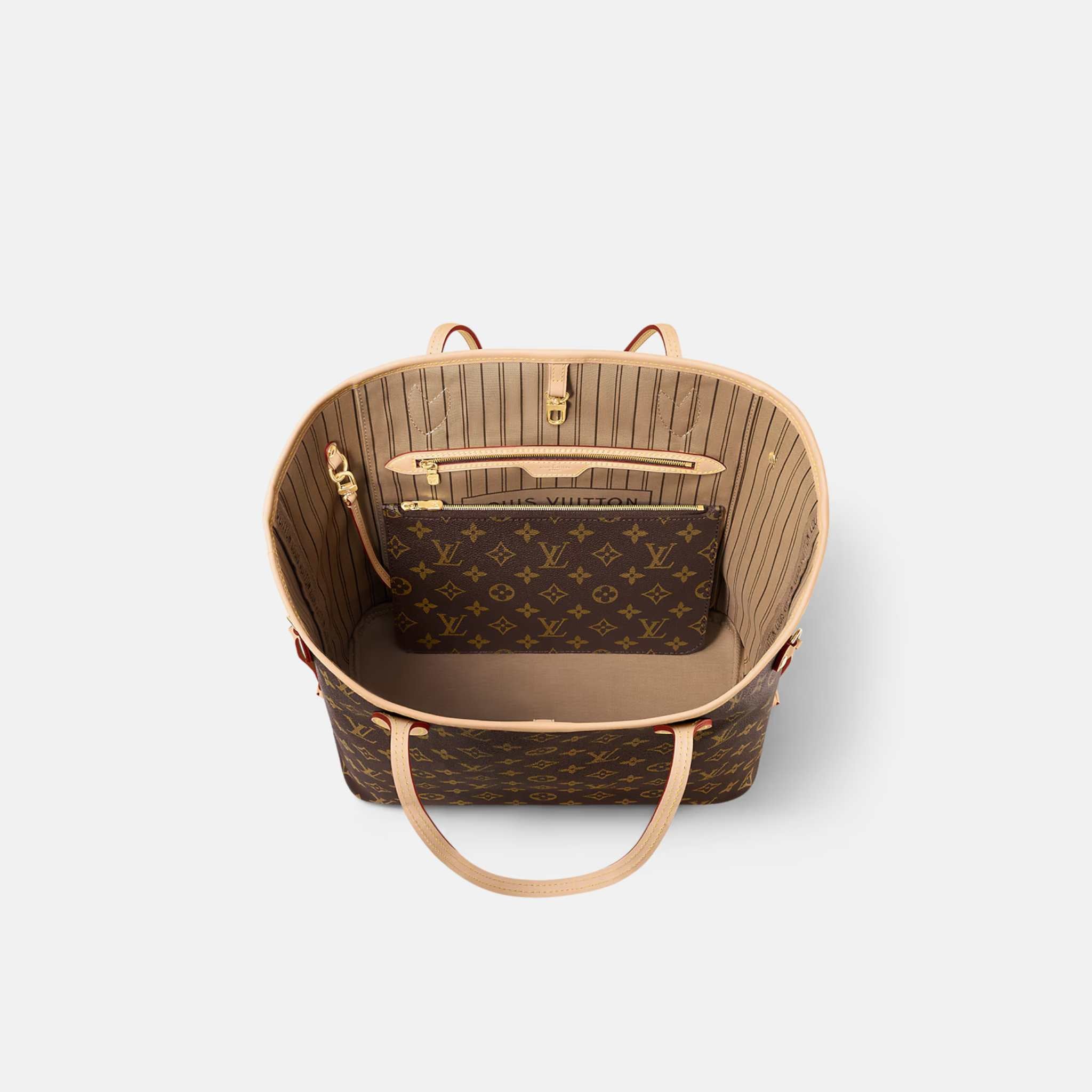 Louis Vuitton Neverfull MM Monogram Canvas, Beige, Top