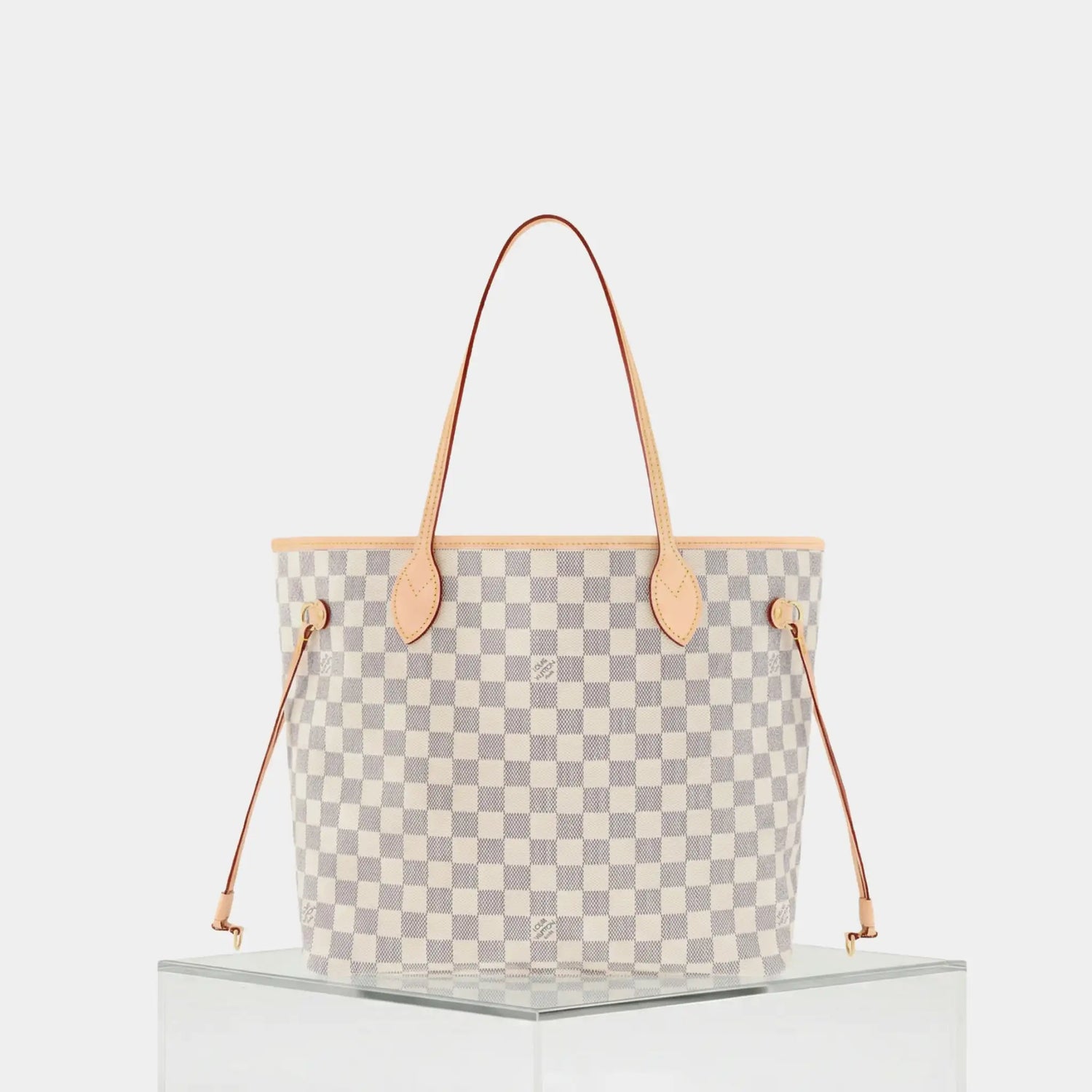 Louis Vuitton Neverfull MM Tote In Damier Azur, Beige, Back