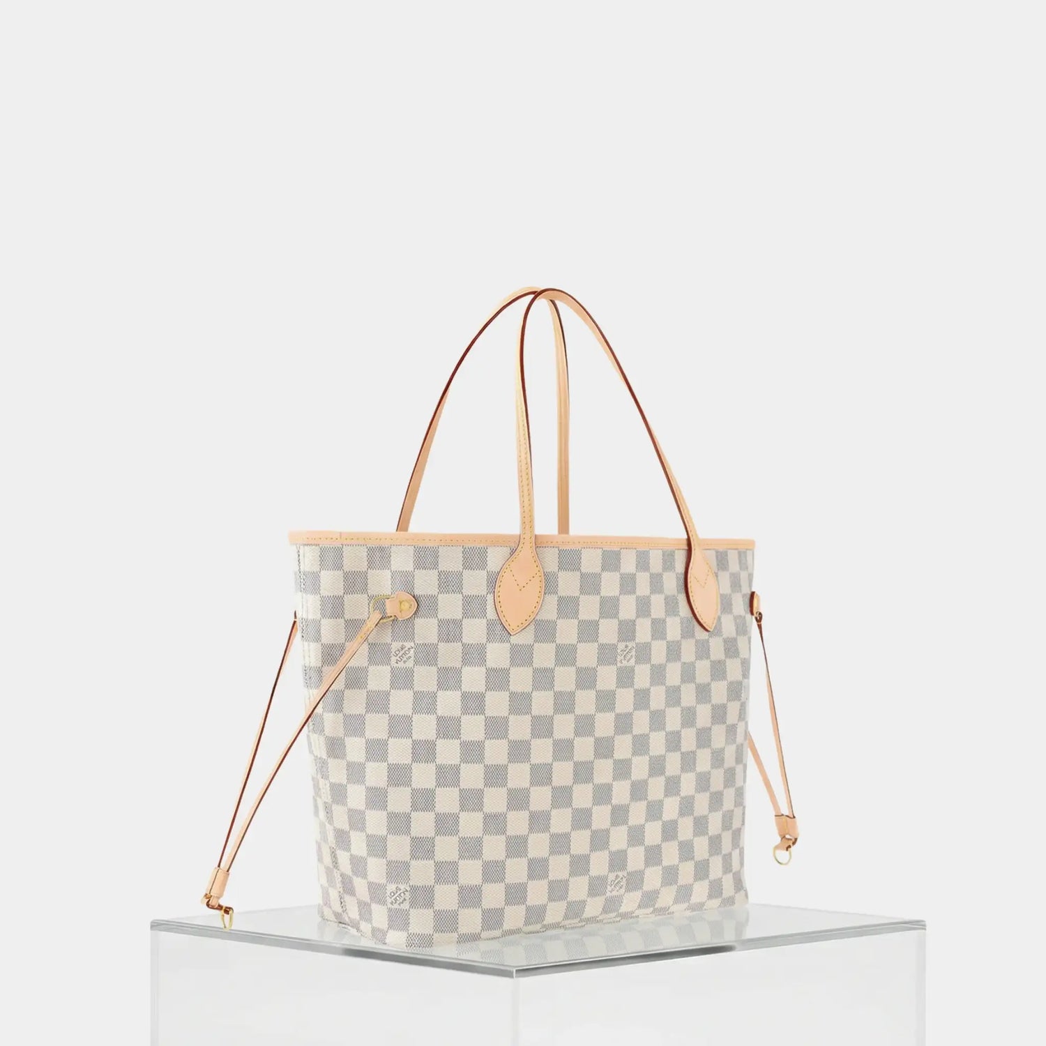 Louis Vuitton Neverfull MM Tote In Damier Azur, Beige, Side