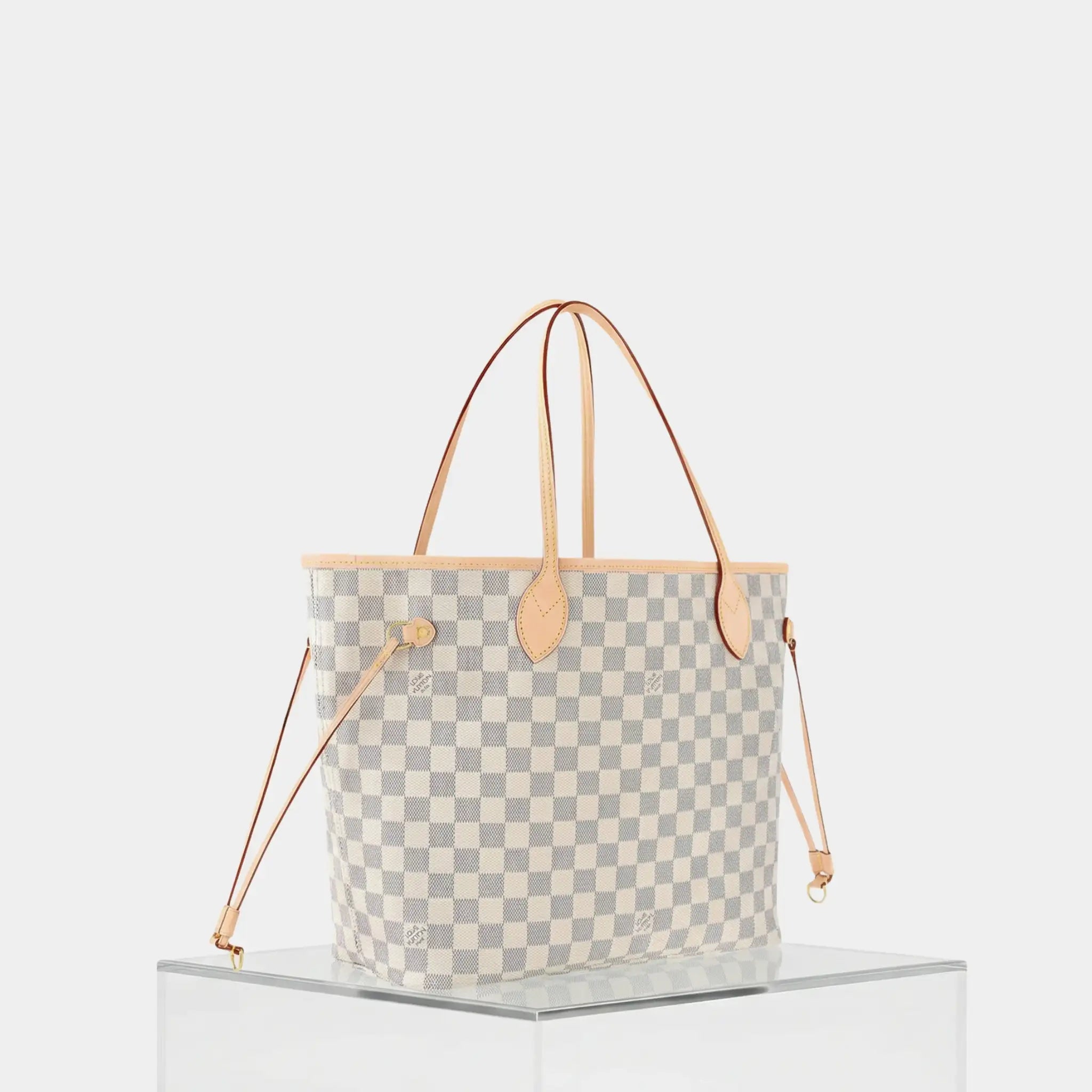 Louis Vuitton Neverfull MM Tote In Damier Azur, Beige, Side