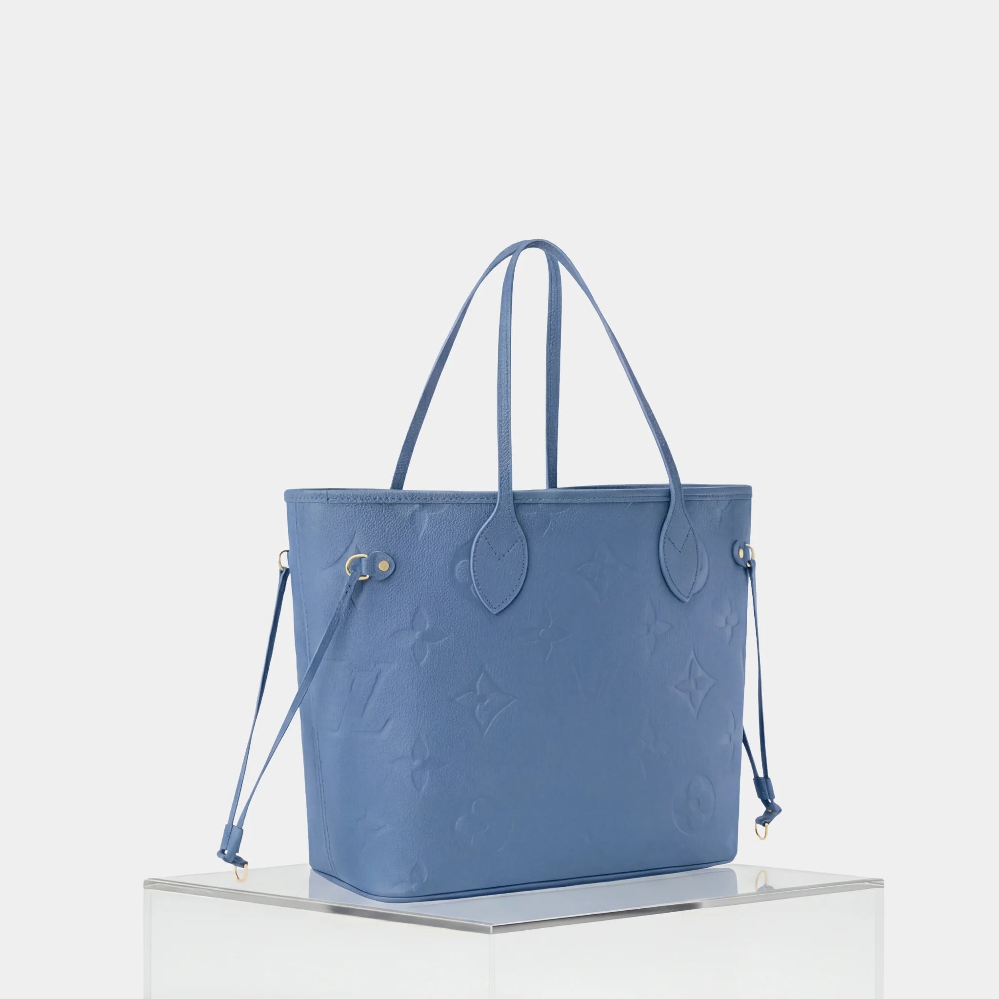 Louis Vuitton Neverfull MM Tote Bag Monogram Empreinte, Bleu Jean, Side