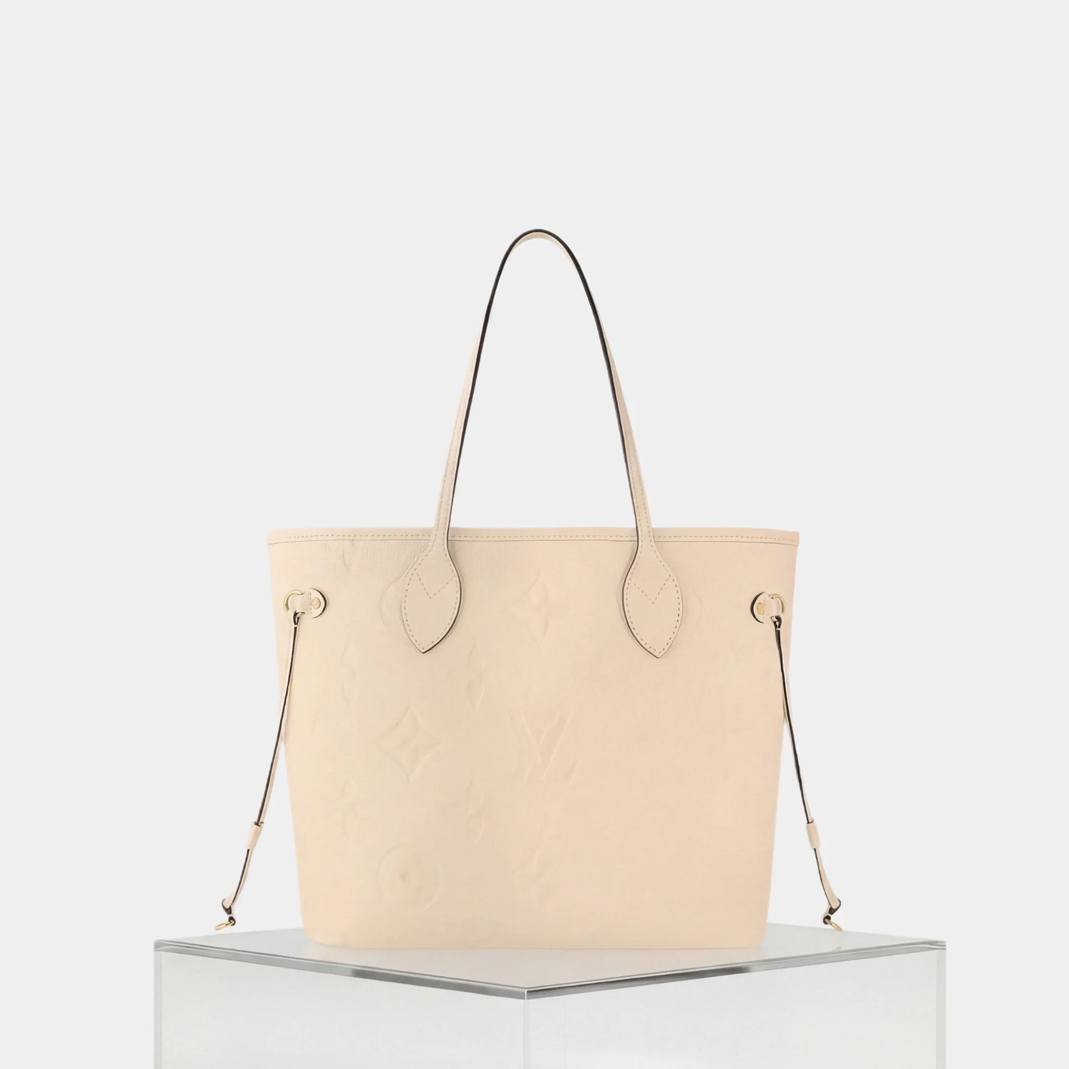 Louis Vuitton Neverfull MM Tote Bag Monogram Empreinte, Creme, Front