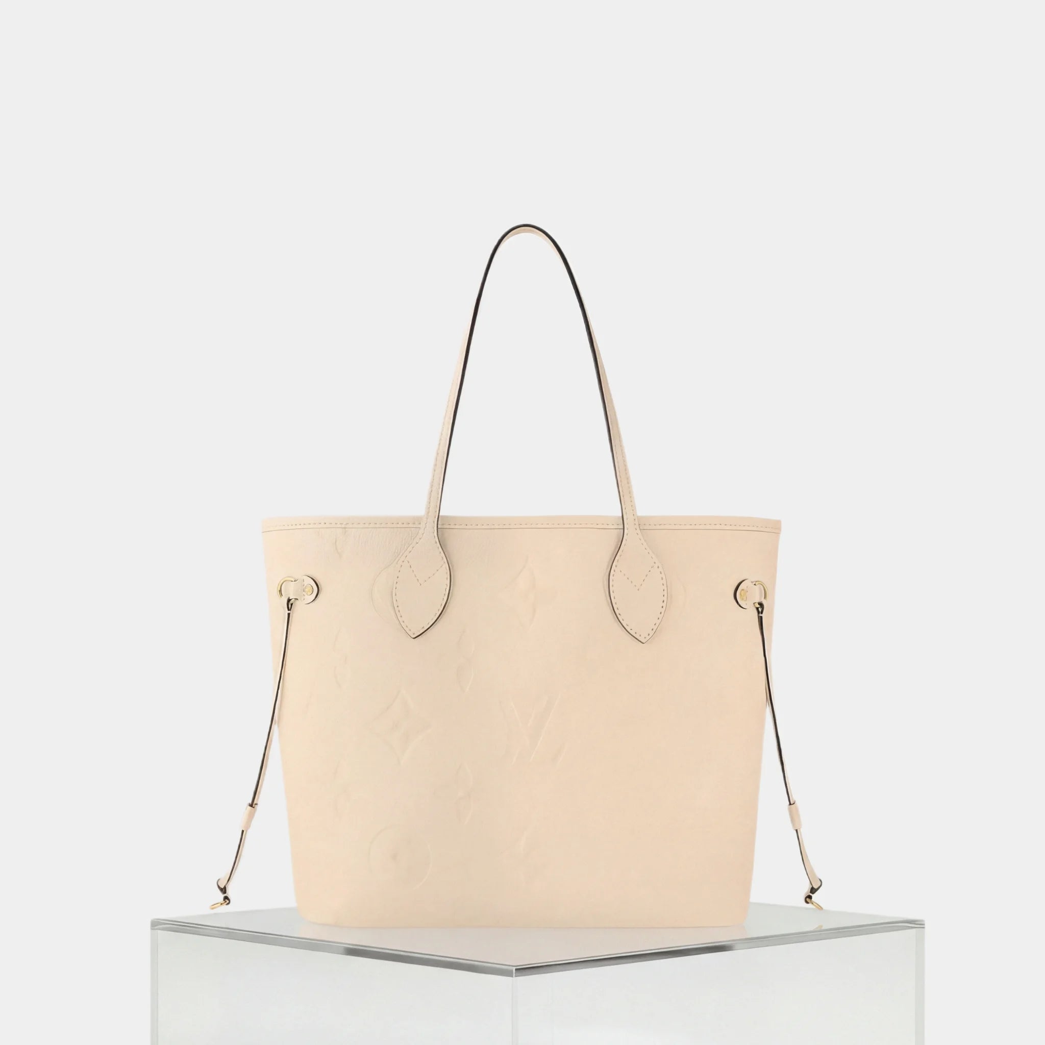 Louis Vuitton Neverfull MM Tote Bag Monogram Empreinte, Creme, Front