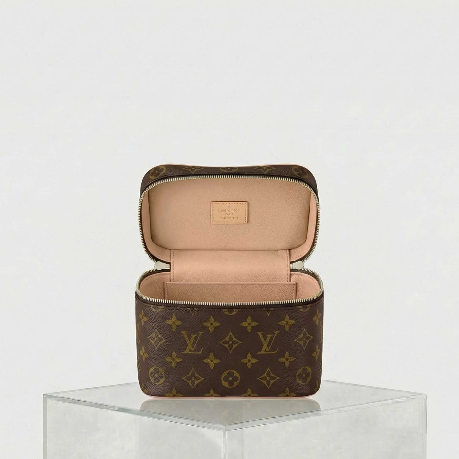 Louis Vuitton Nice Mini Handbag Monogram Canvas, Beige, Inside
