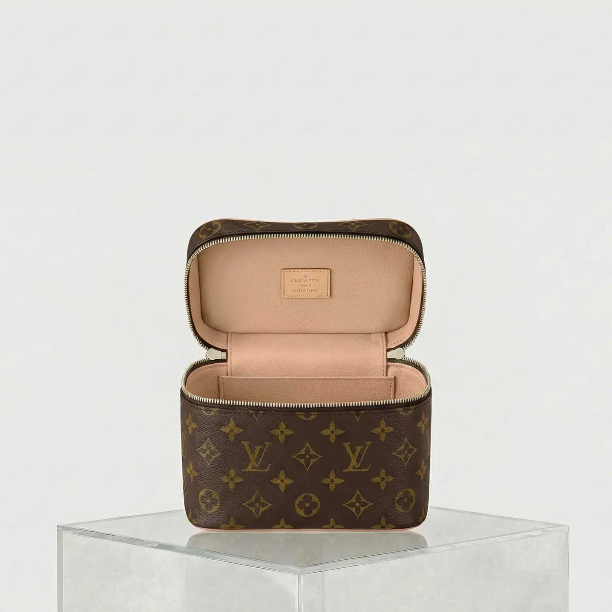 Louis Vuitton Nice Mini Handbag Monogram Canvas, Beige, Inside