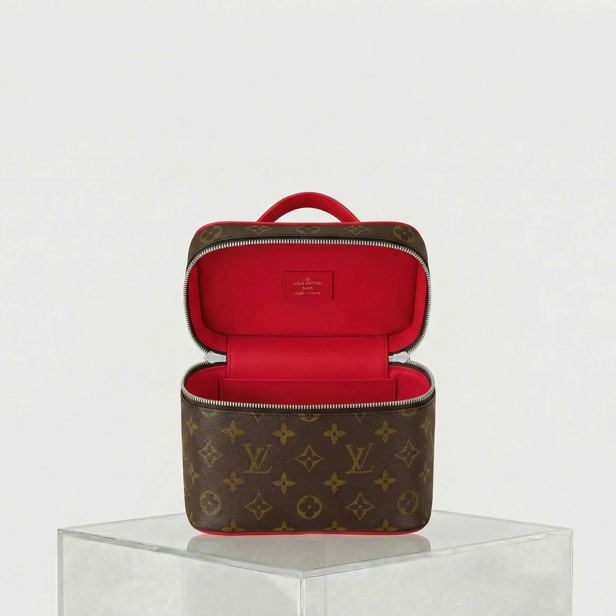 Louis Vuitton Nice Mini Handbag Monogram Canvas, Red, Inside