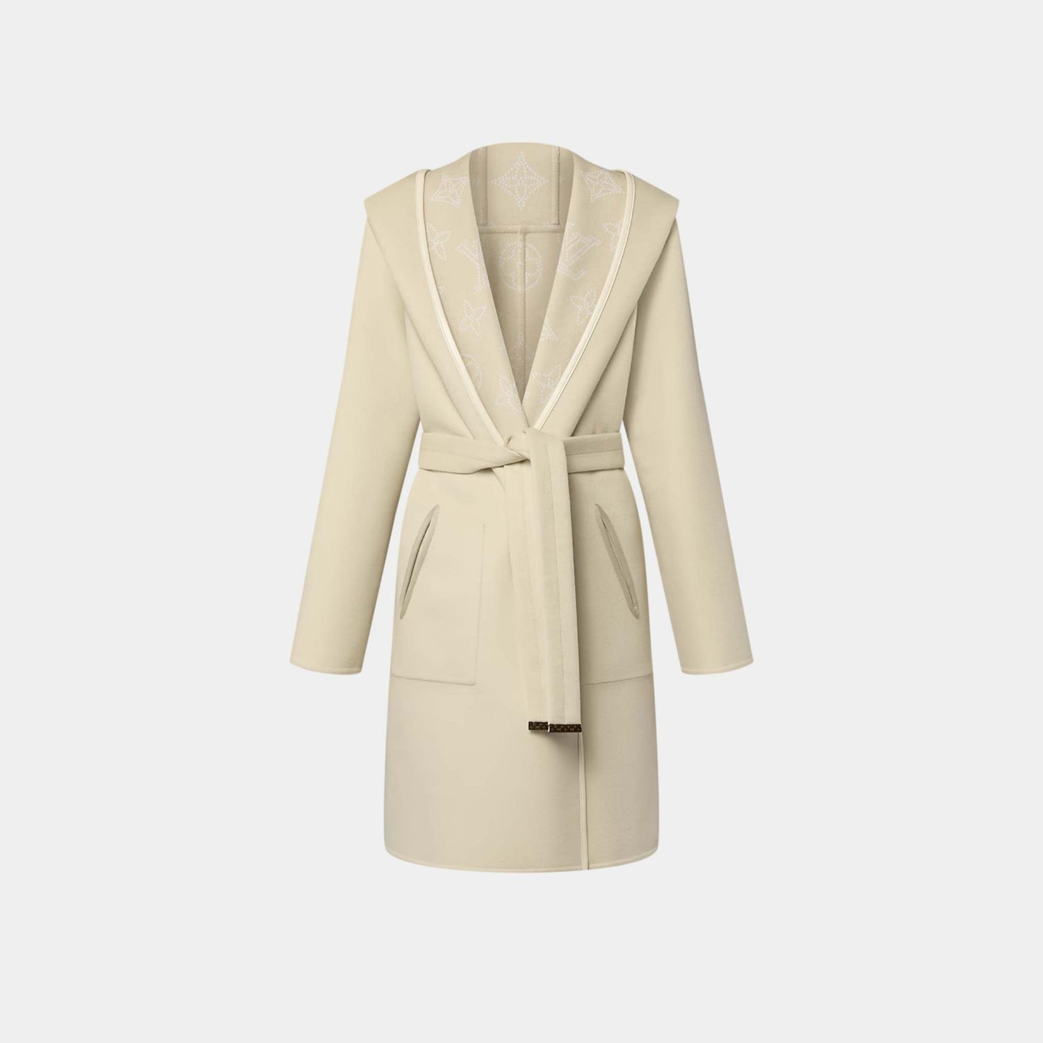 Louis Vuitton Reversible Signature Hooded Wrap Coat , Front